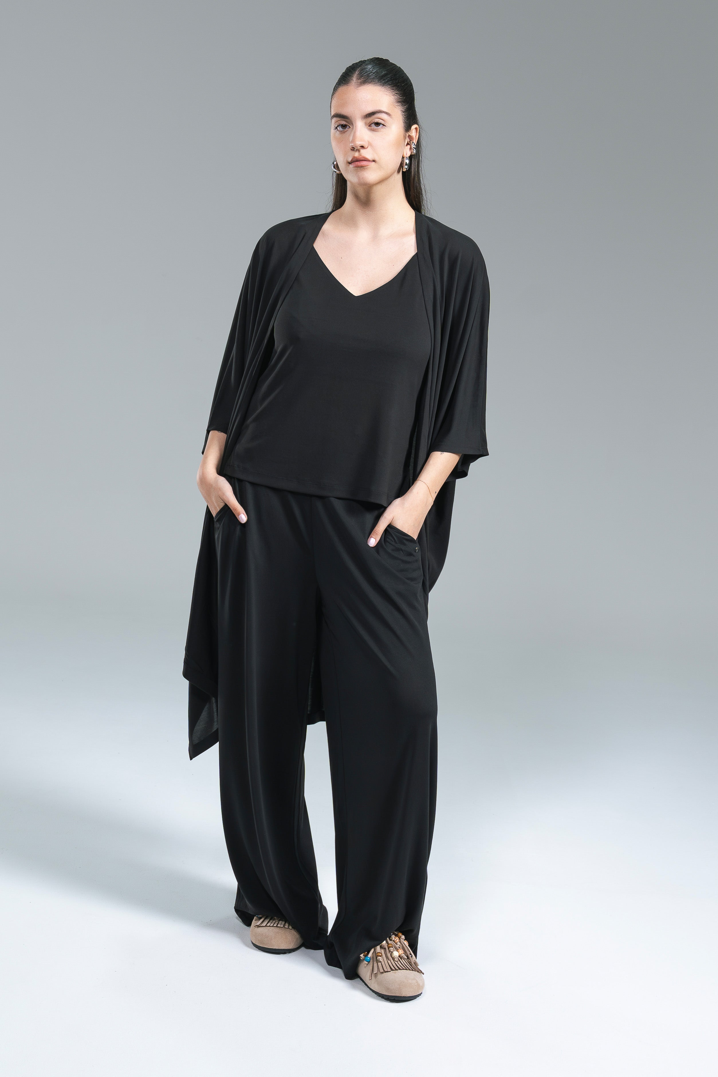 Maxi Cardigan Lyocell Nero