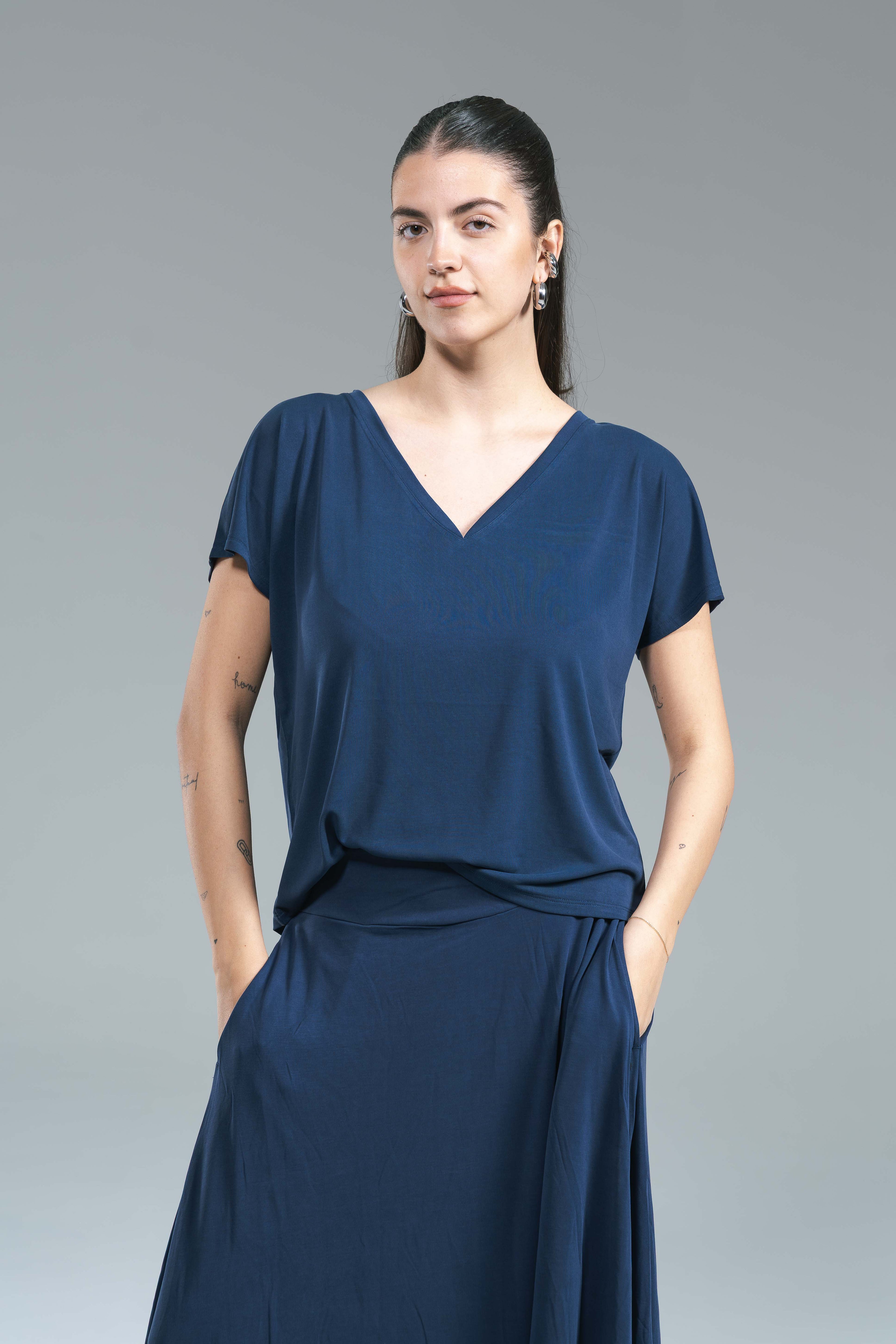 T-shirt Lyocell Surkana Blu