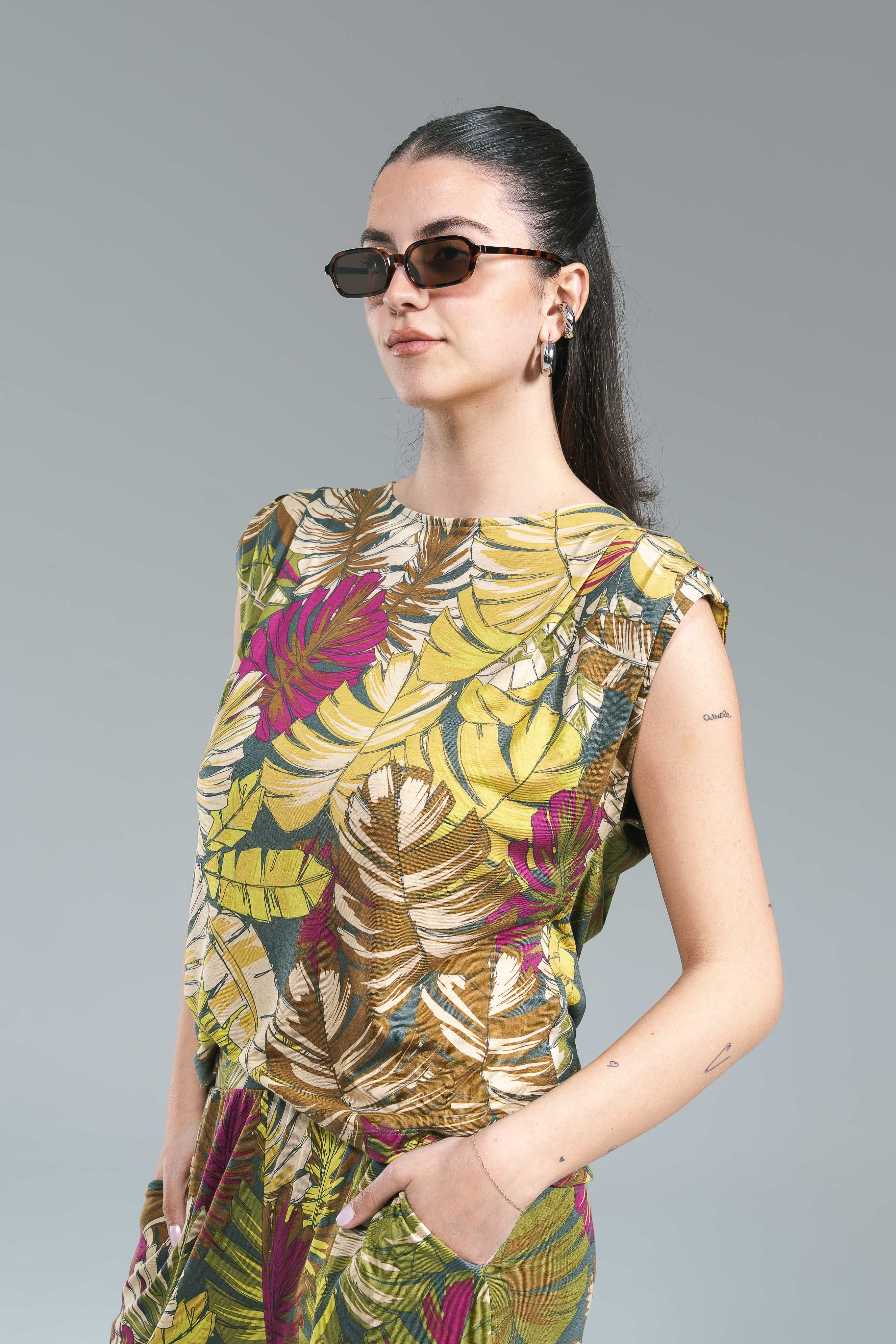 T-shirt Lyocell Surkana Fantasia Foglie
