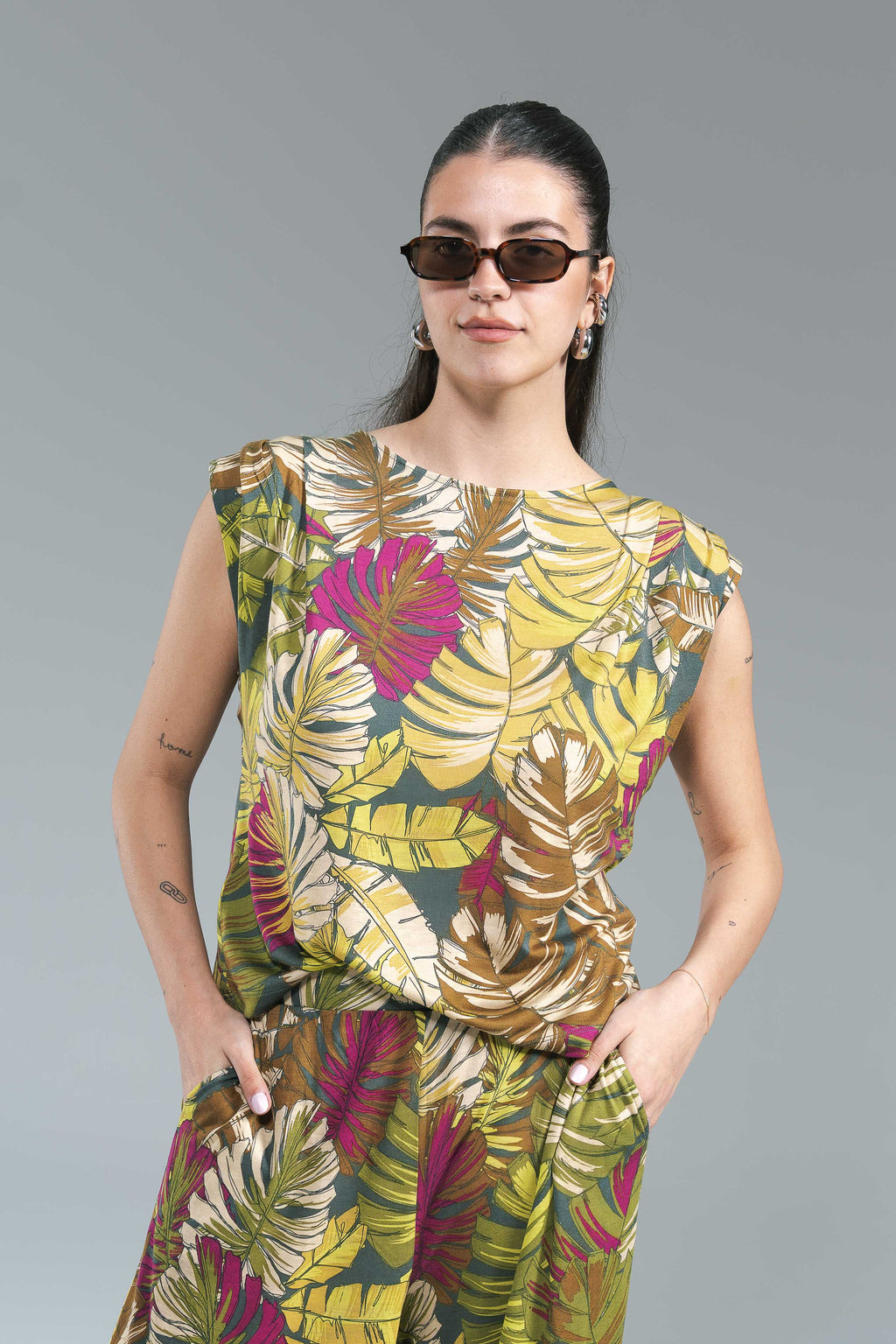 T-shirt Lyocell Surkana Fantasia Foglie
