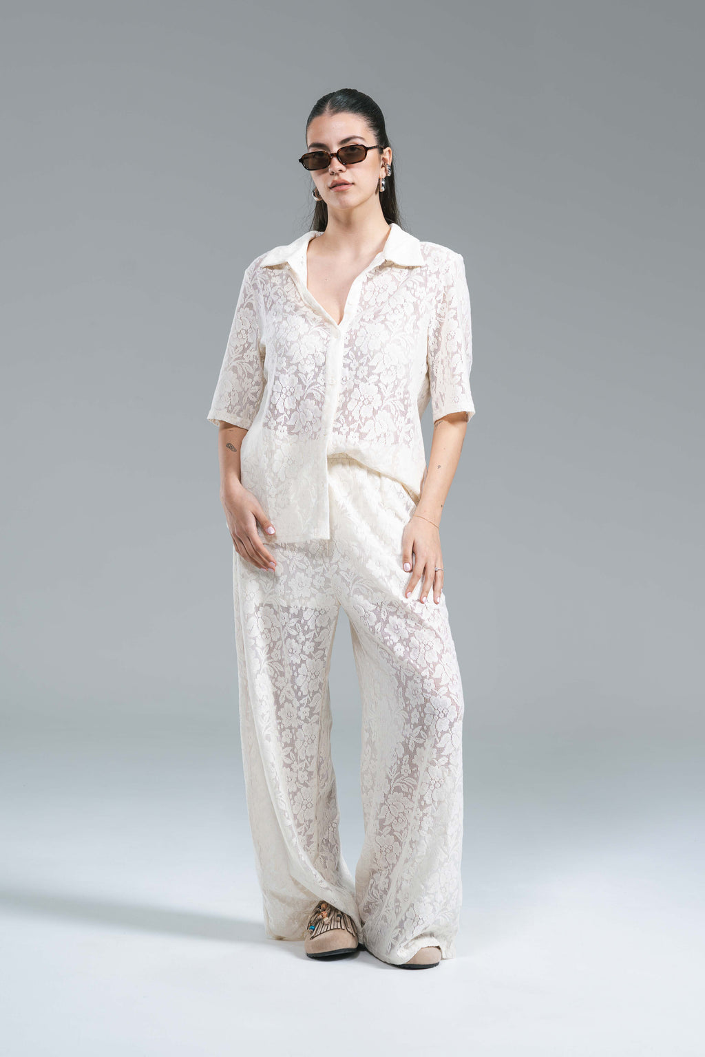 Camicia Pizzo Latte Glamorous