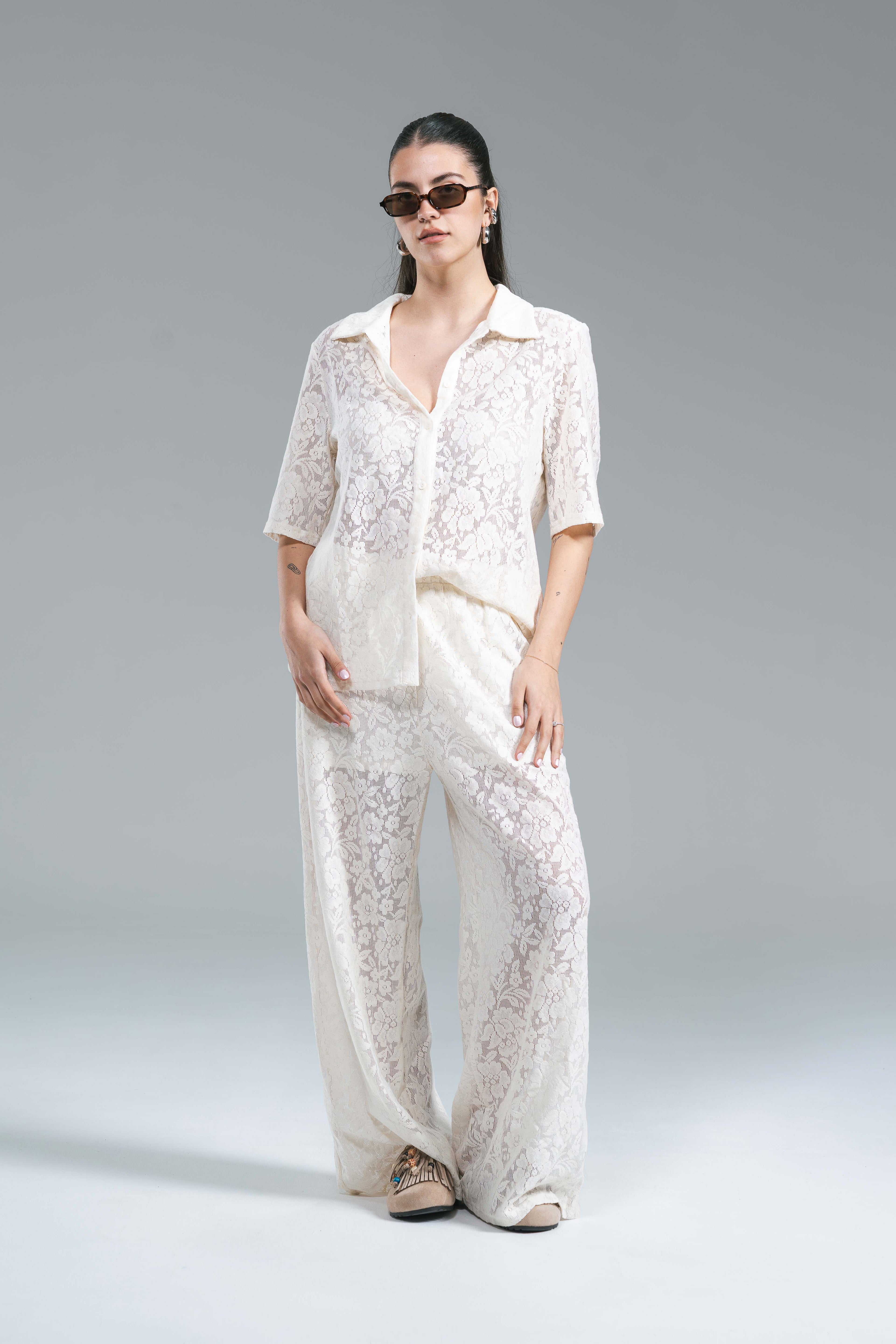 Pantalone Pizzo Latte Glamorous