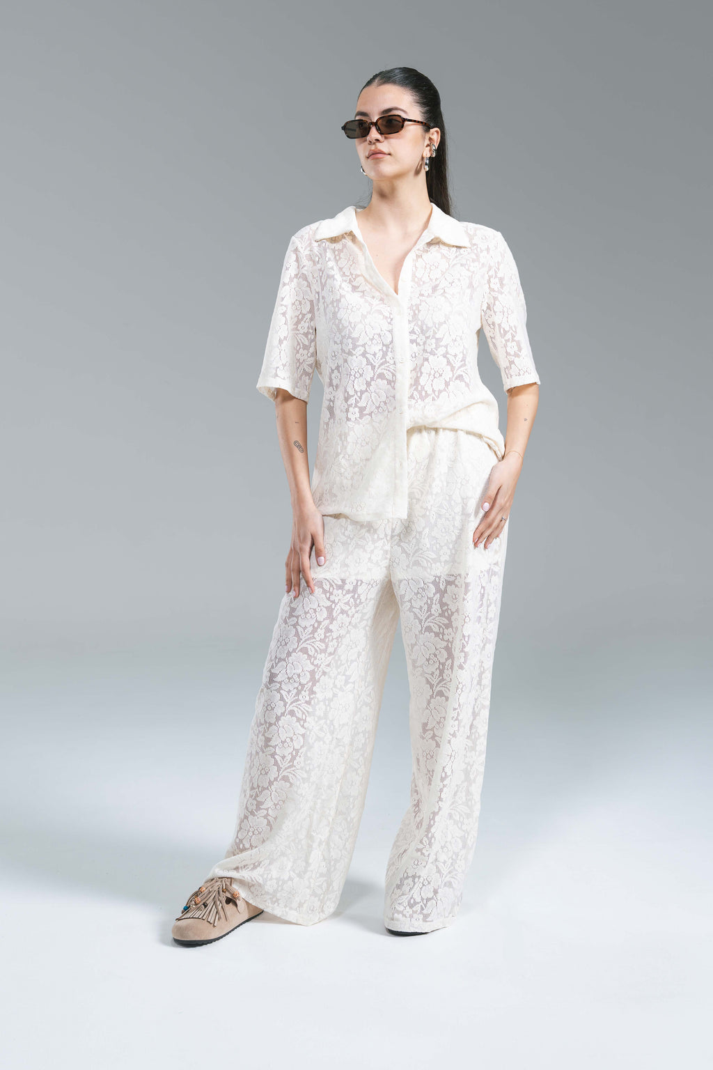 Pantalone Pizzo Latte Glamorous