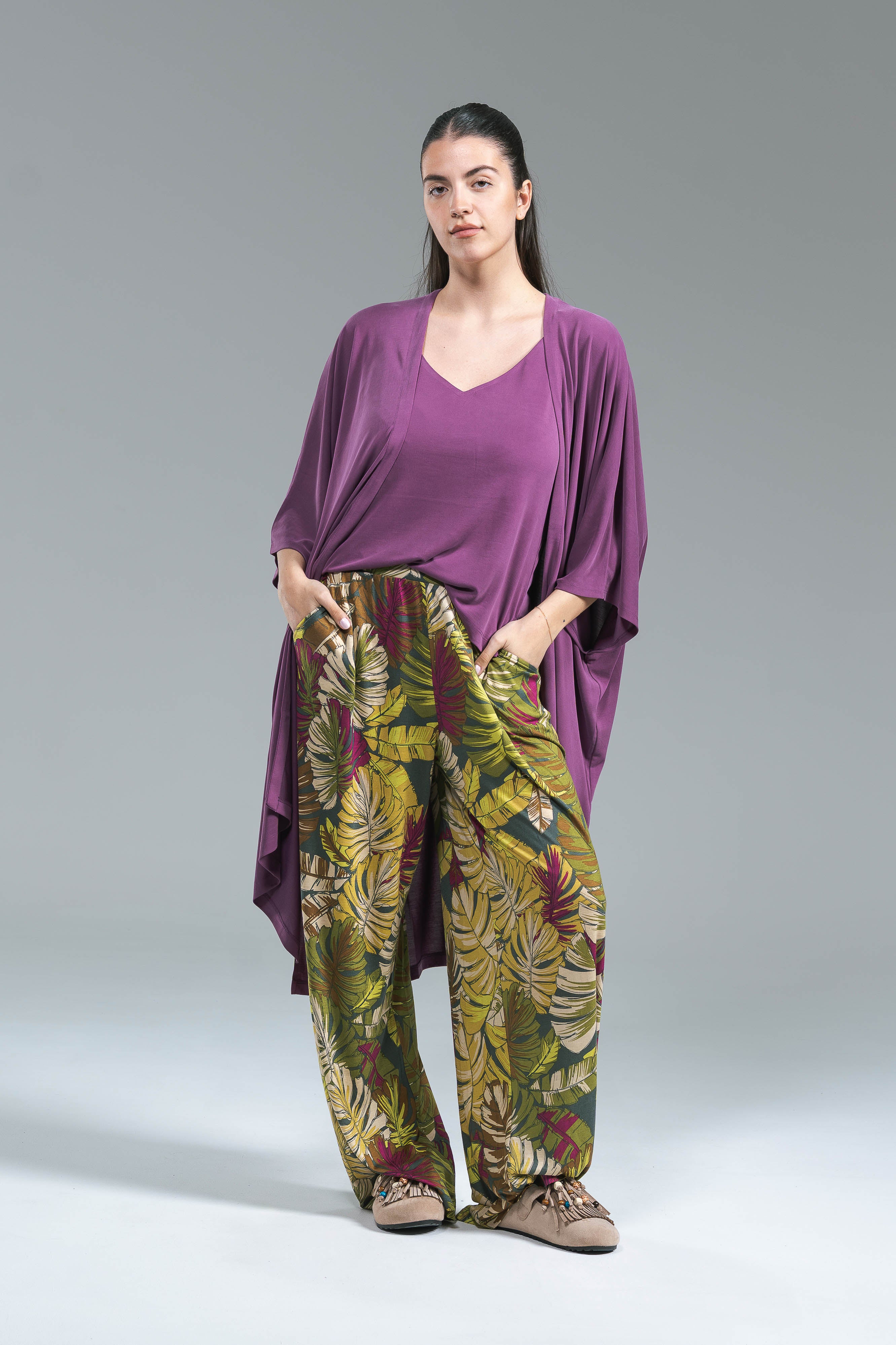 Maxi Cardigan Lyocell Ciclamino