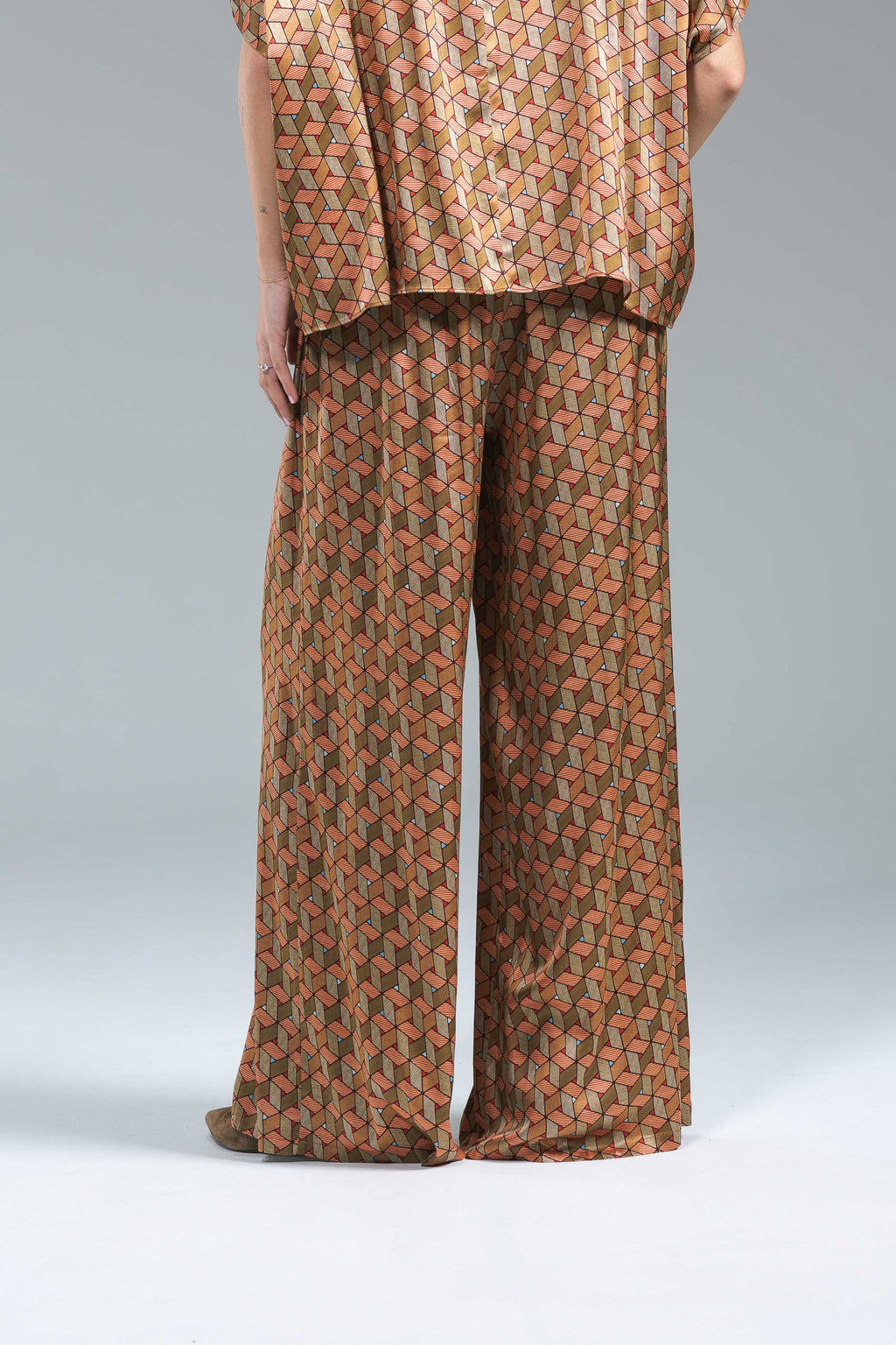 Pantalone Fluido Satin Fantasia Geometrica Surkana