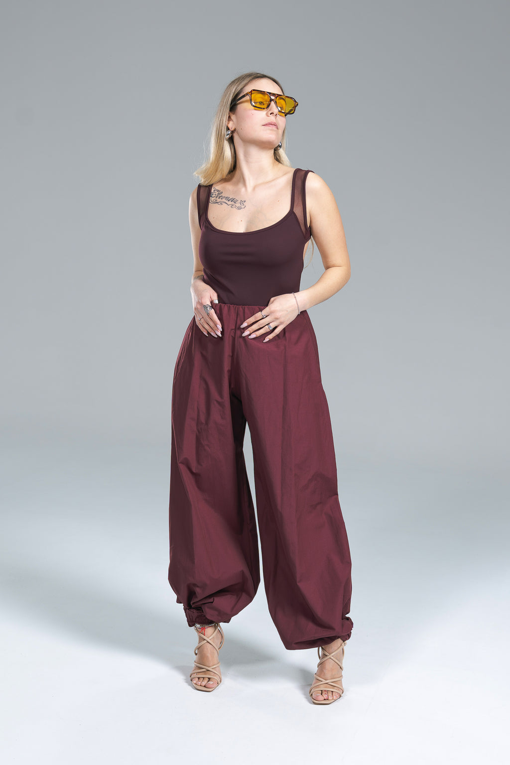 Pantalone Balloon Popeline Borgogna Kostumn1