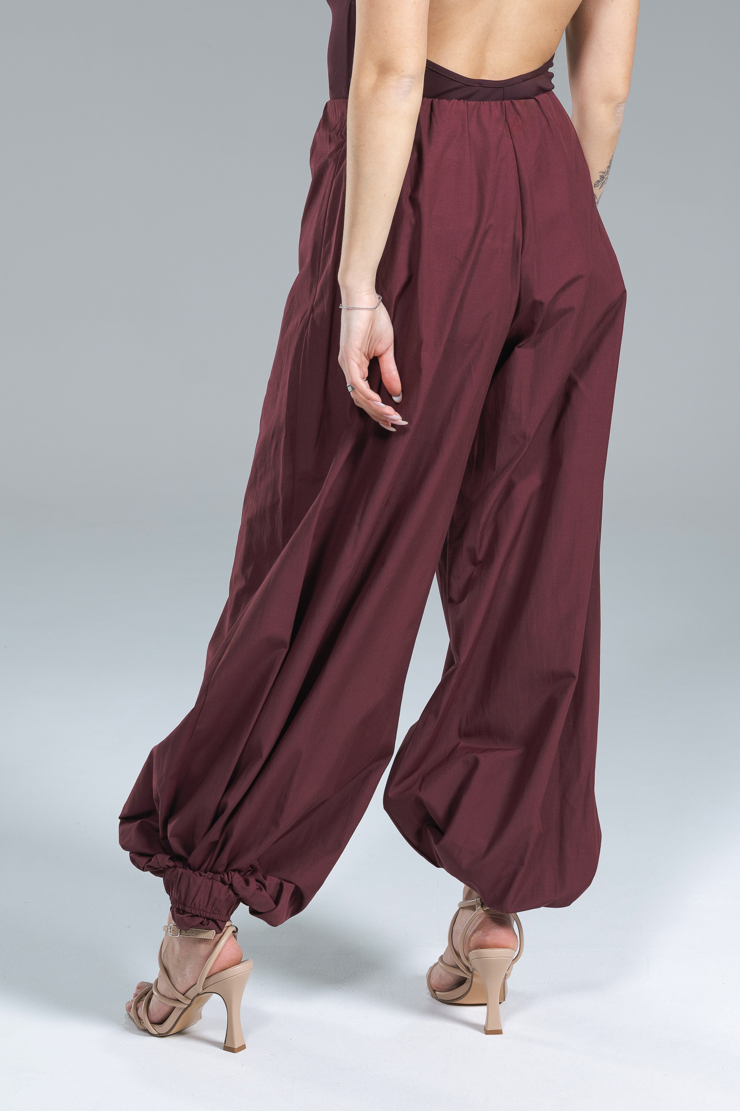 Pantalone Balloon Popeline Borgogna Kostumn1