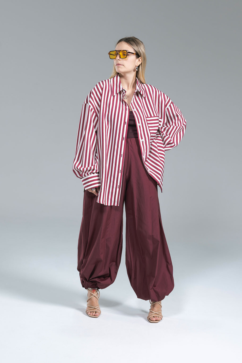 Pantalone Balloon Popeline Borgogna Kostumn1