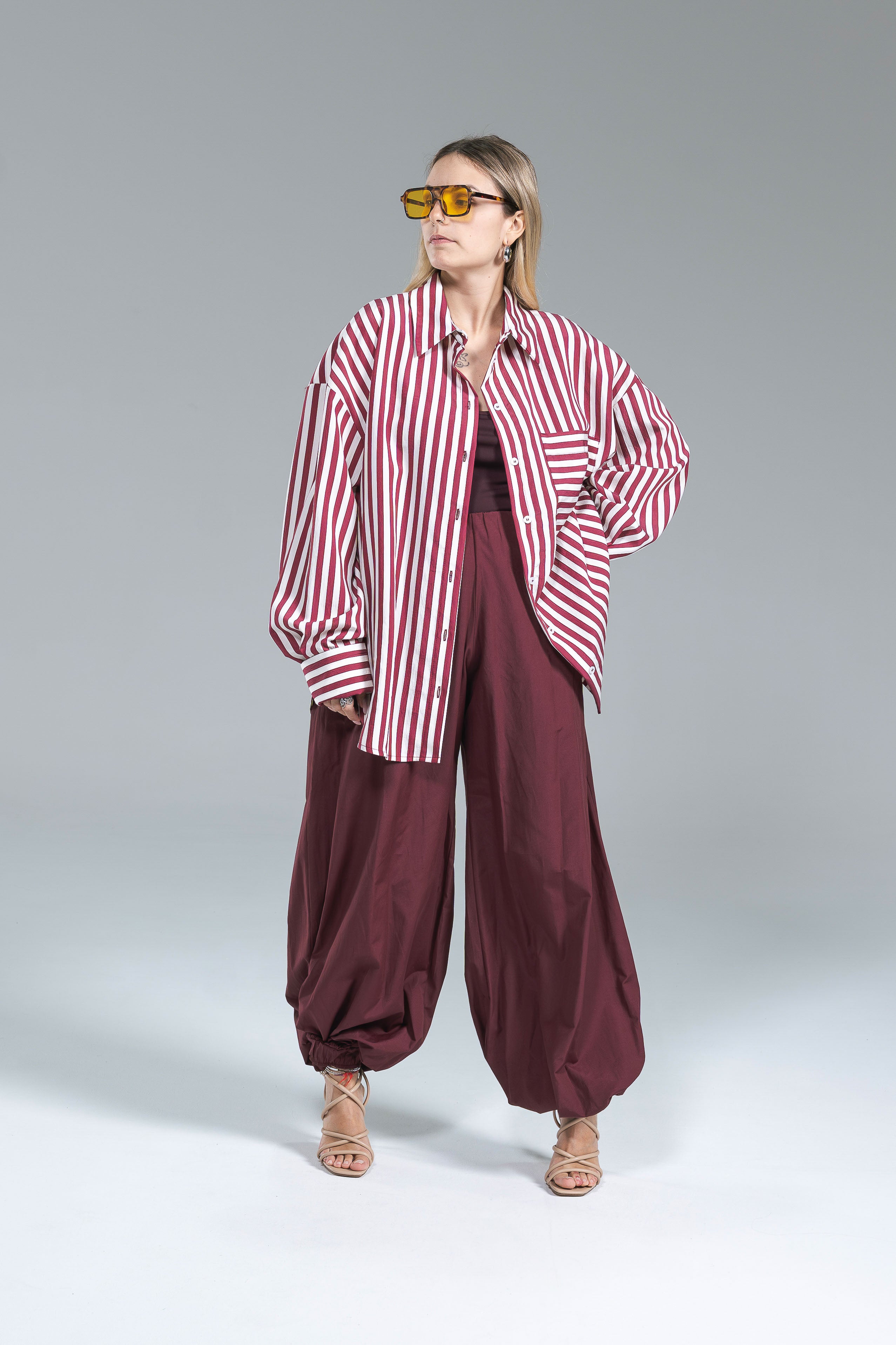 Pantalone Balloon Popeline Borgogna Kostumn1