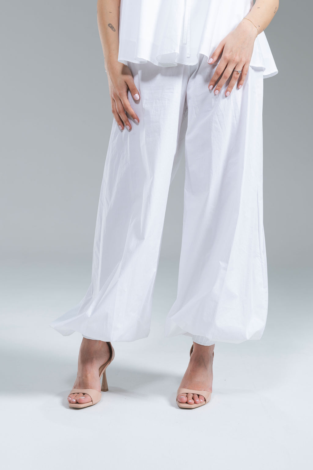 Pantalone Balloon Popeline Bianco Kostumn1