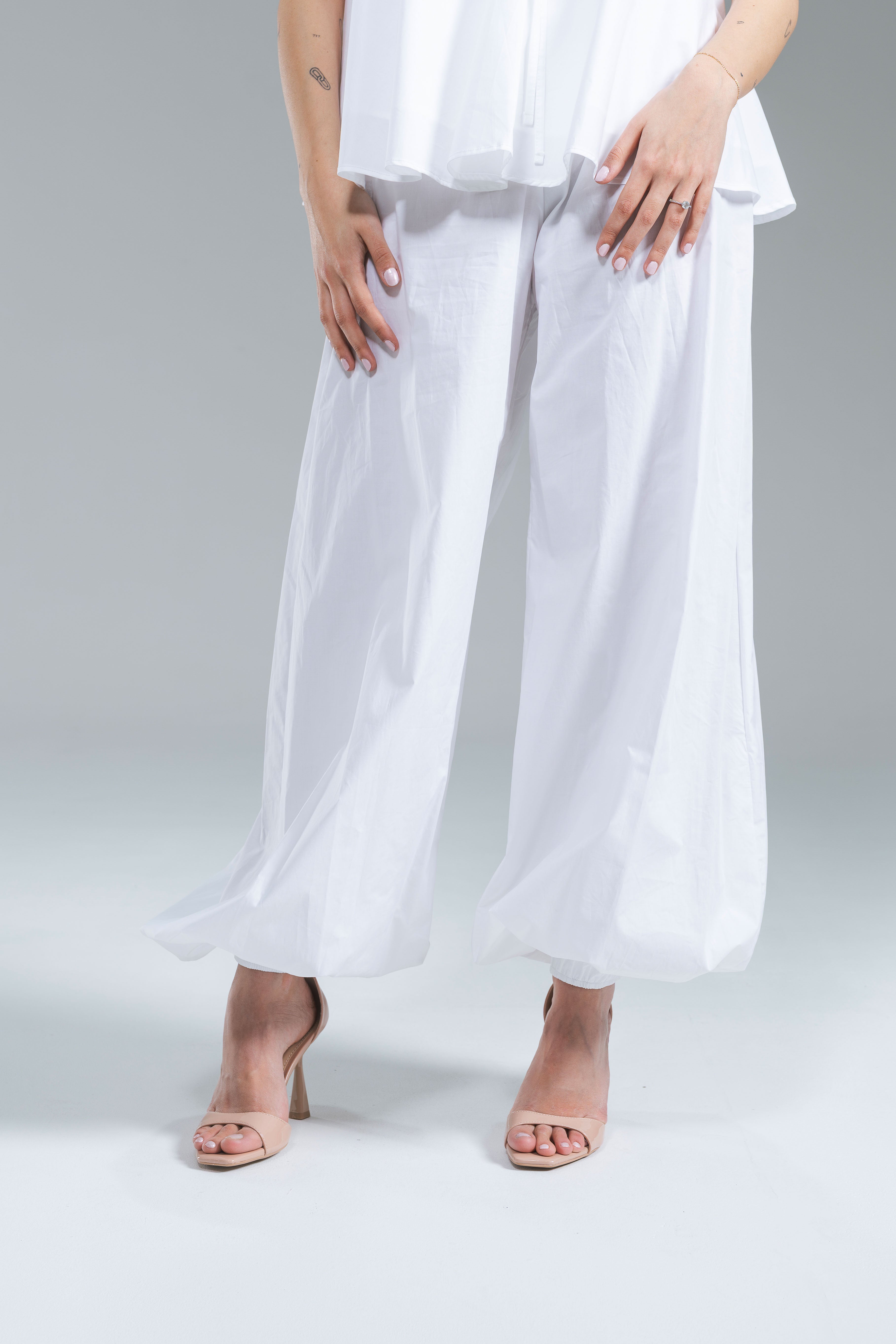 Pantalone Balloon Popeline Bianco Kostumn1