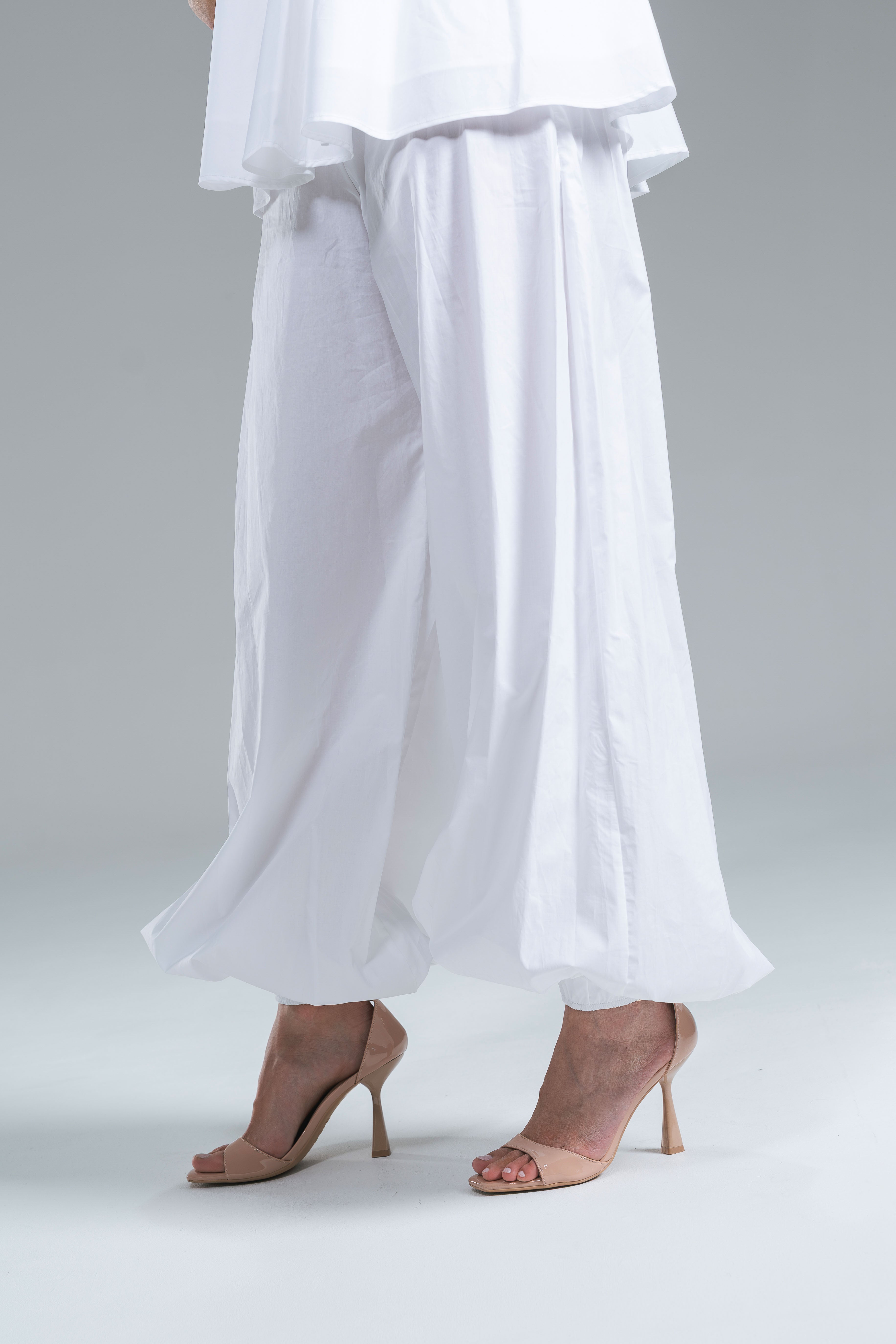 Pantalone Balloon Popeline Bianco Kostumn1