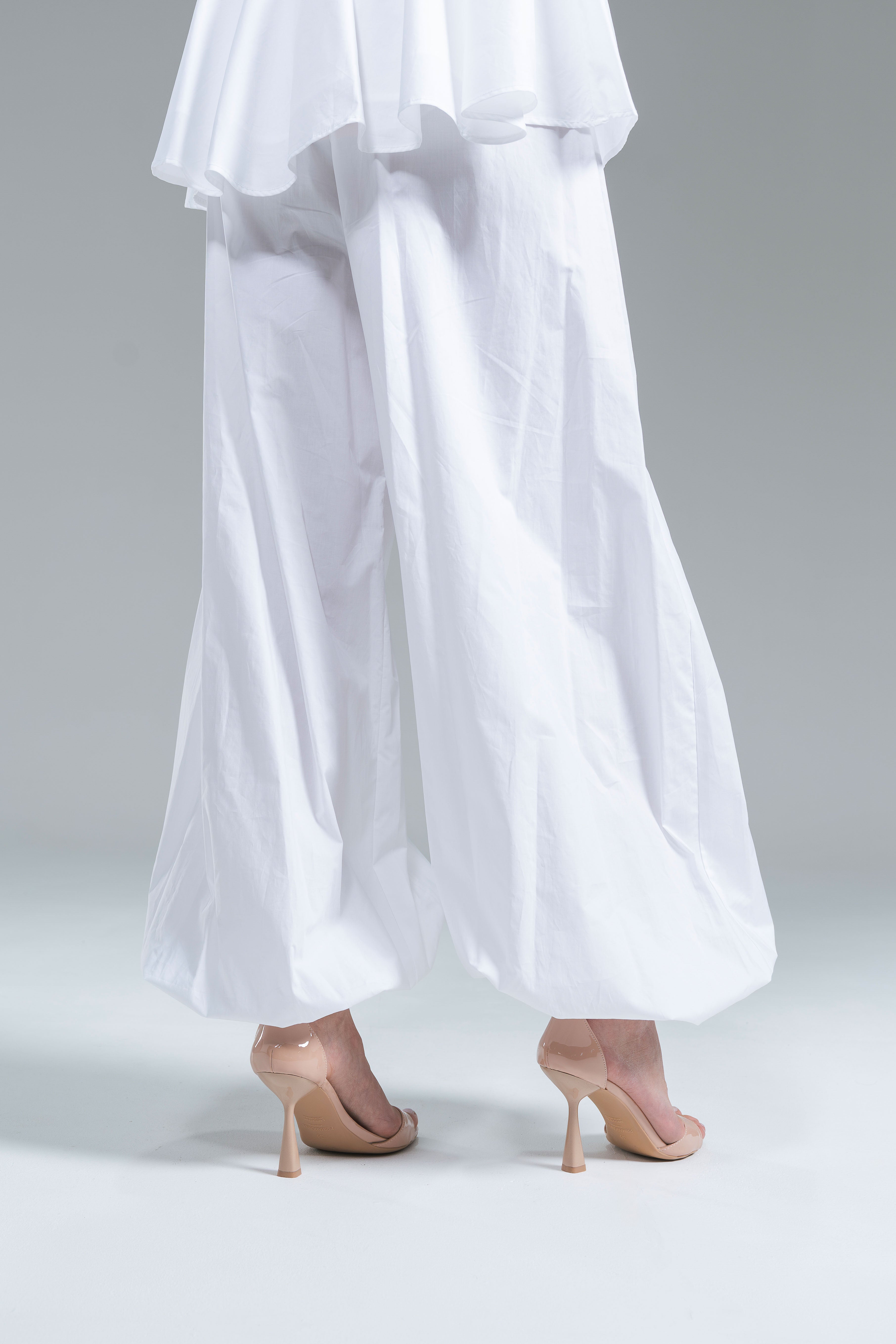 Pantalone Balloon Popeline Bianco Kostumn1