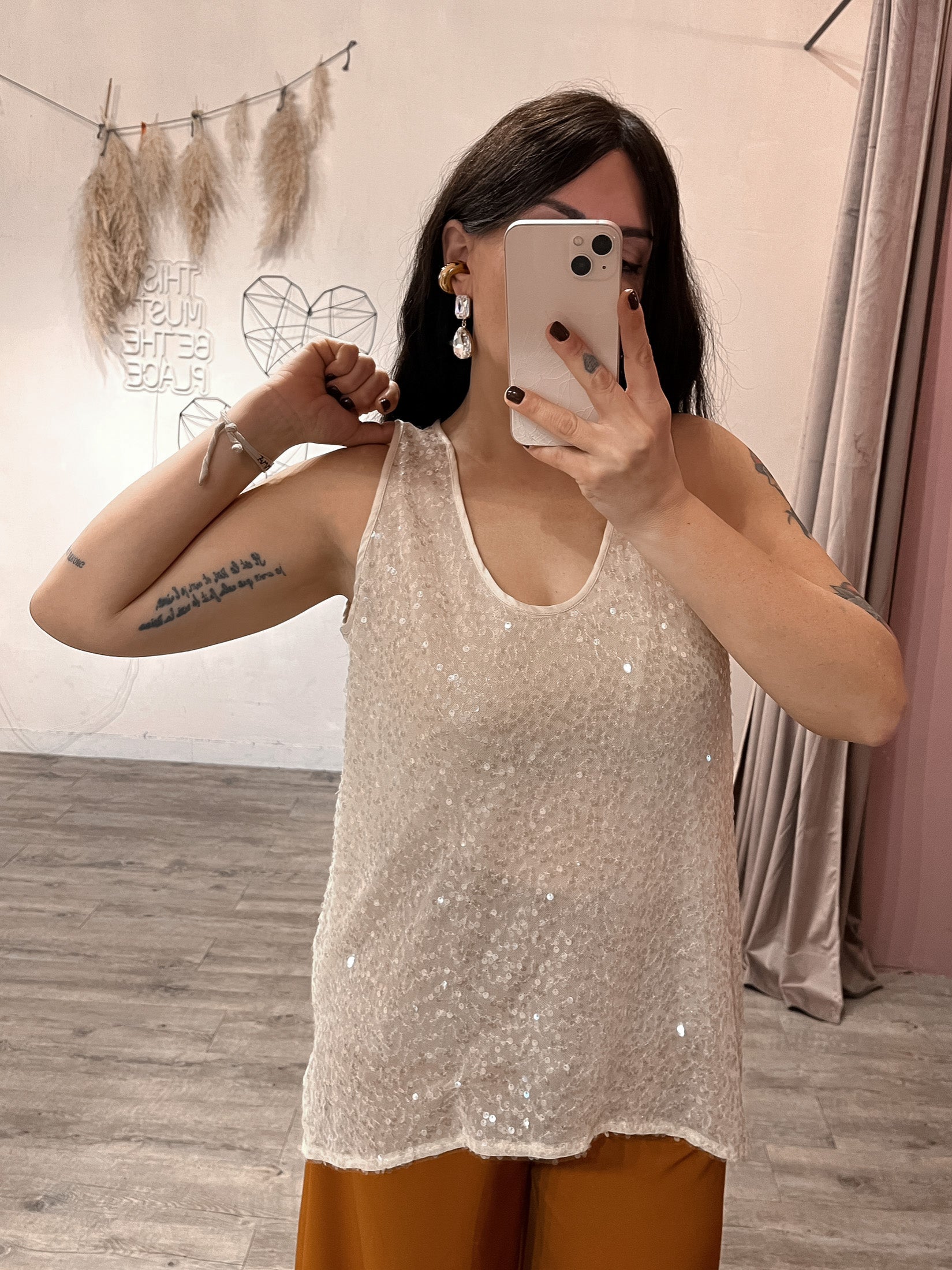 Maxi Canotta Over Paillettes +colori