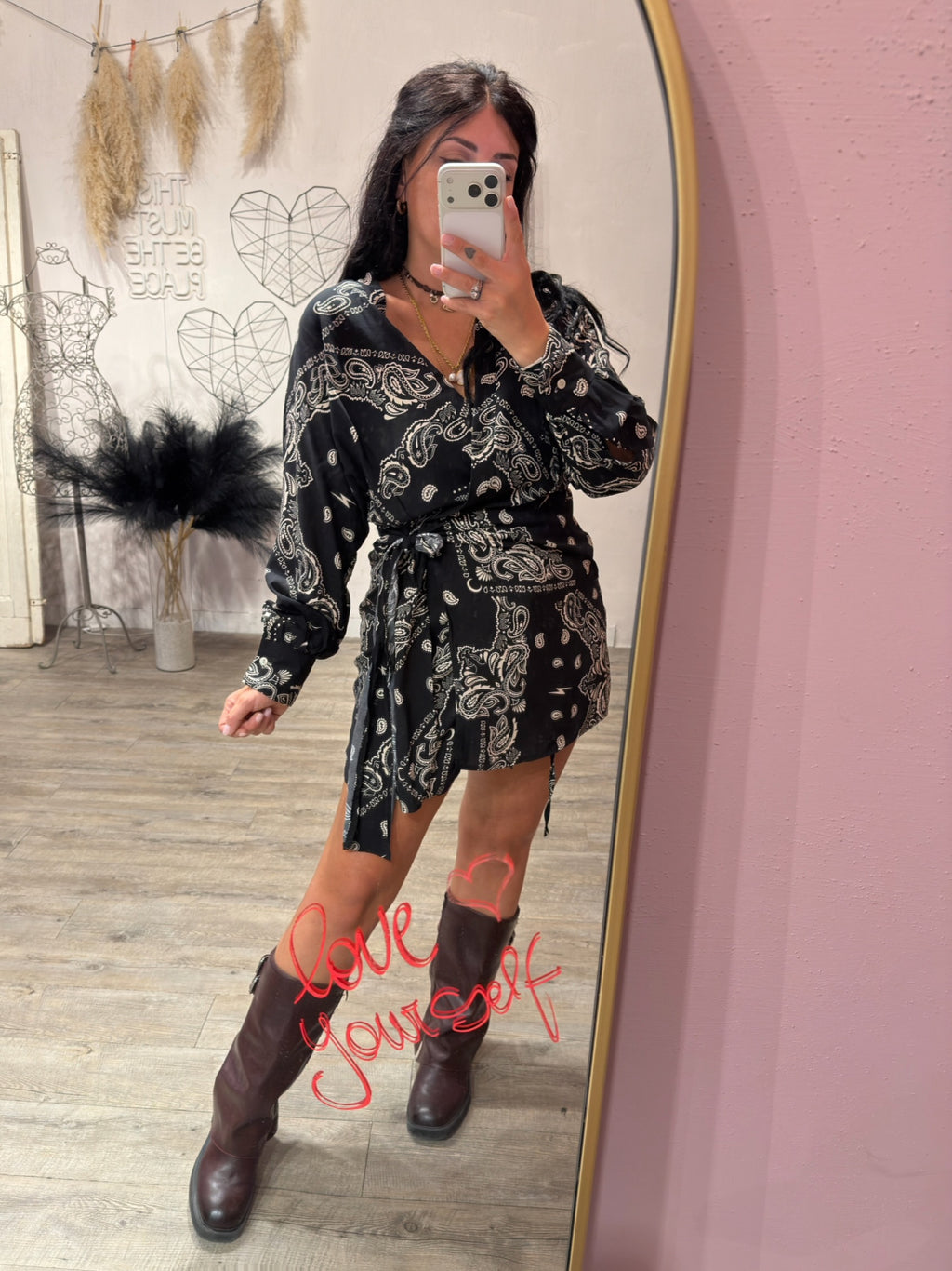 Vestito Portafoglio Bandana Nero