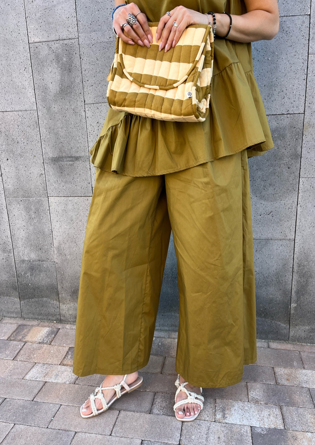 Maxi Pochette Busta Riga Tabacco/Crema