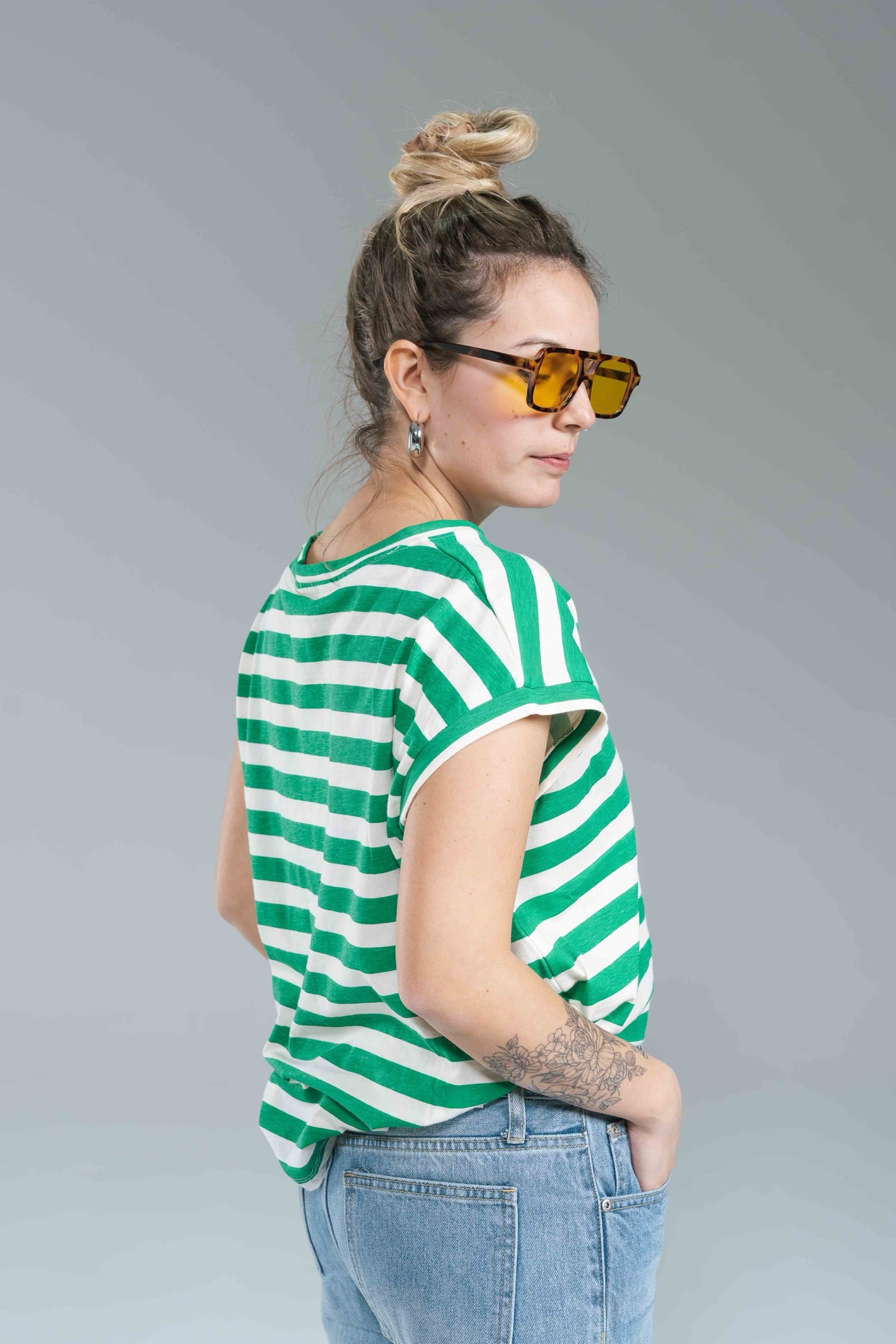 T-shirt Riga Verde Tulipano Compania Fantastica