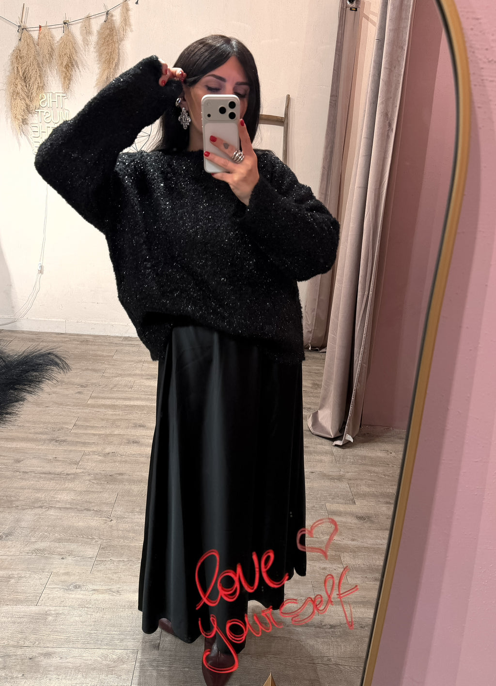 Maglione Oversize Lurex Nero