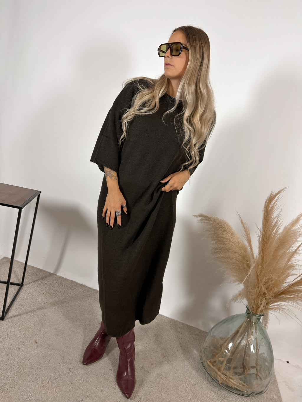 Maxi Abito Maglia Caffe Glamorous