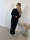 Maxi Abito Maglia Viscosa Ovetto Nero Kontatto