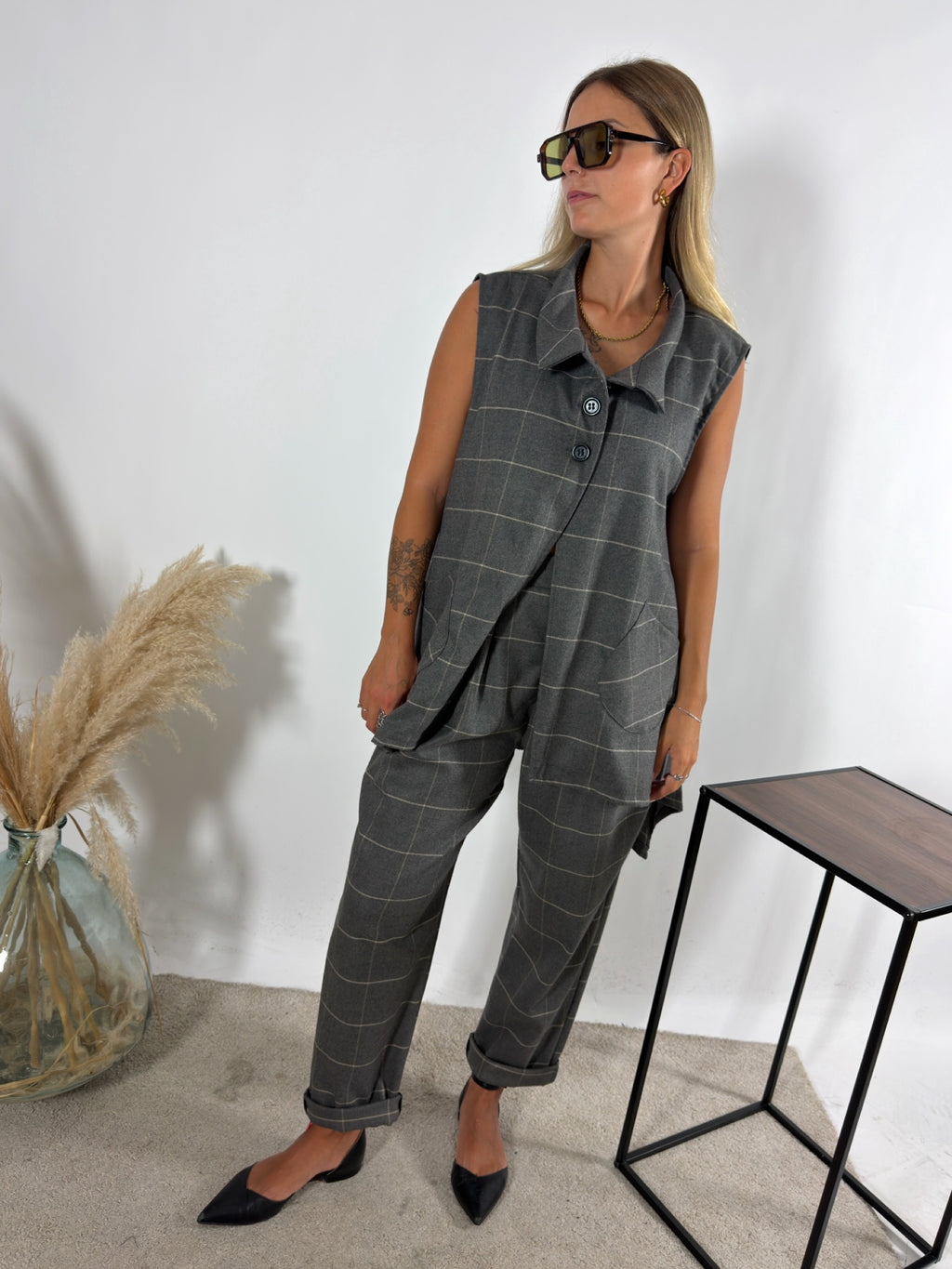 Pantalone Check Grigio Miranda
