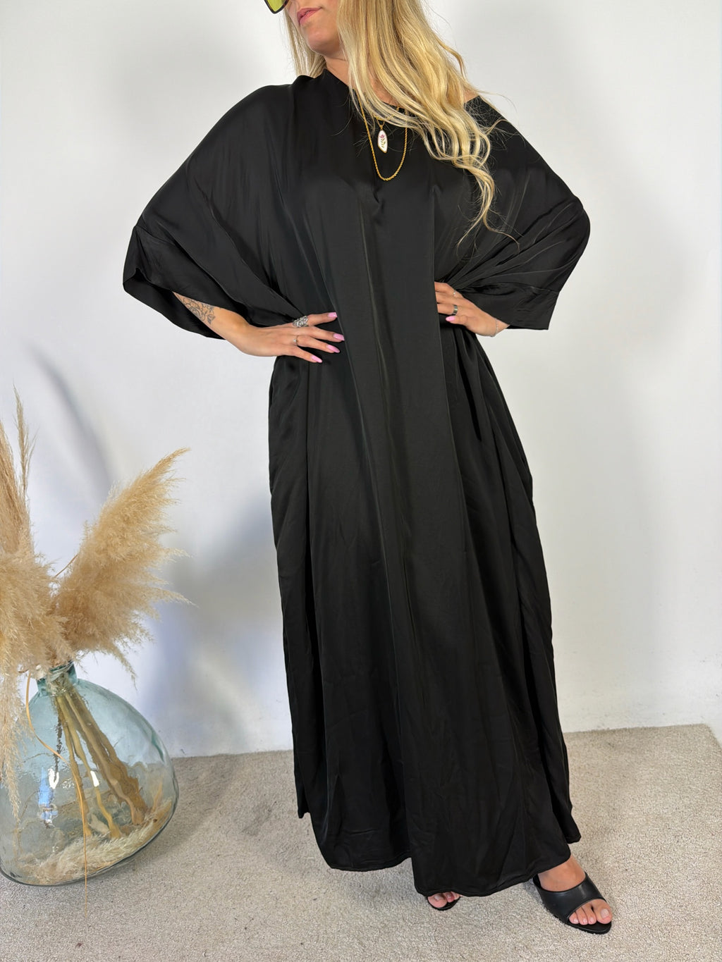 Maxi Abito Kimono Satinato +colori