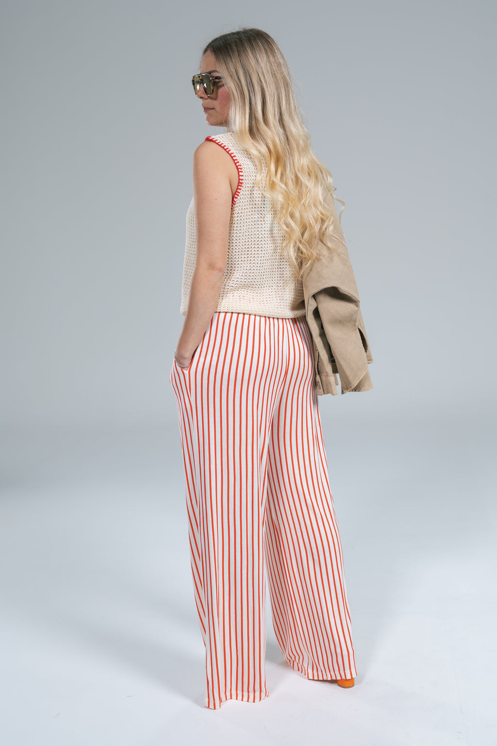 Pantalone Jersey Elastico Righe Rosse Compania Fantastica
