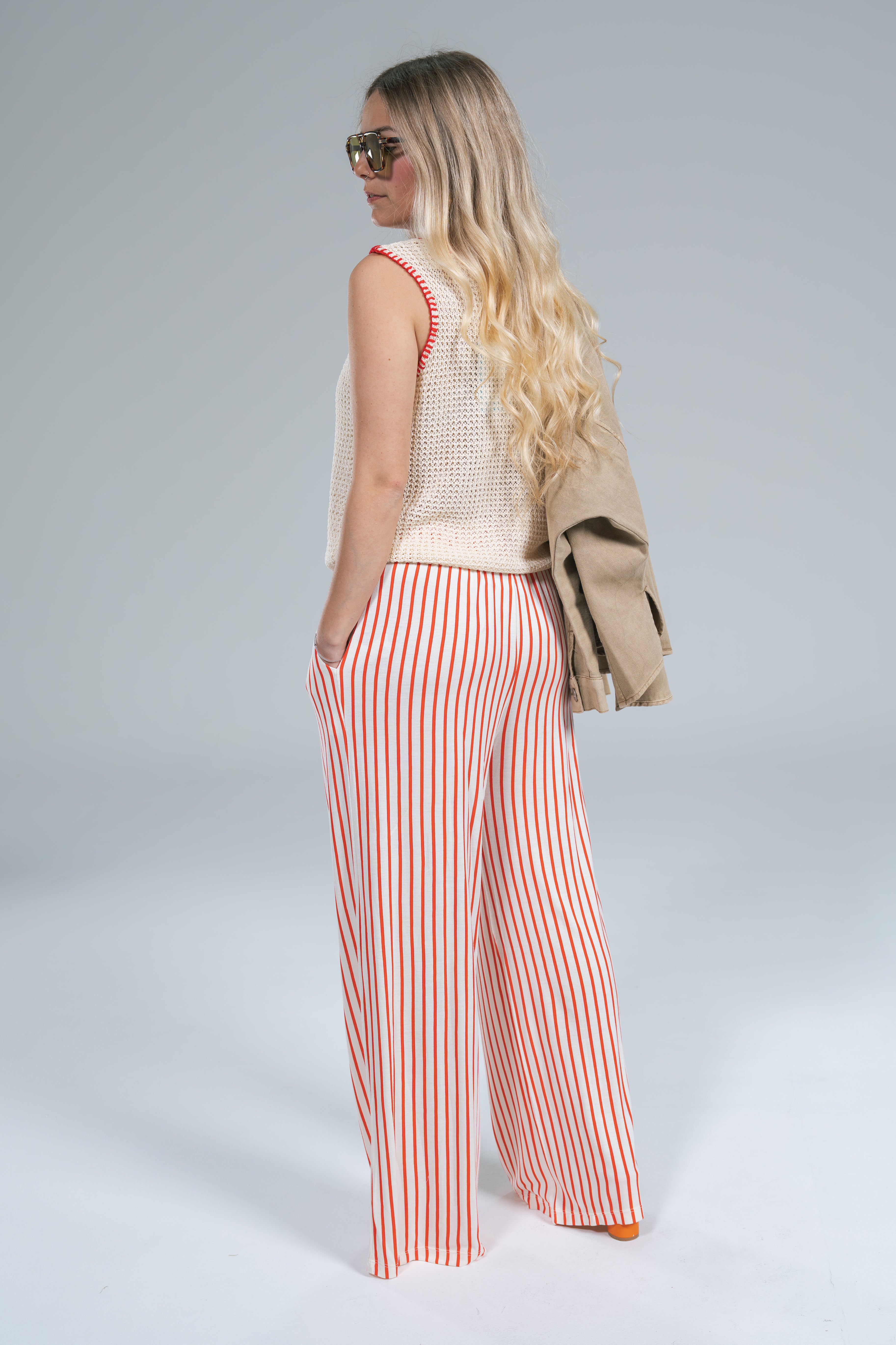 Pantalone Jersey Elastico Righe Rosse Compania Fantastica