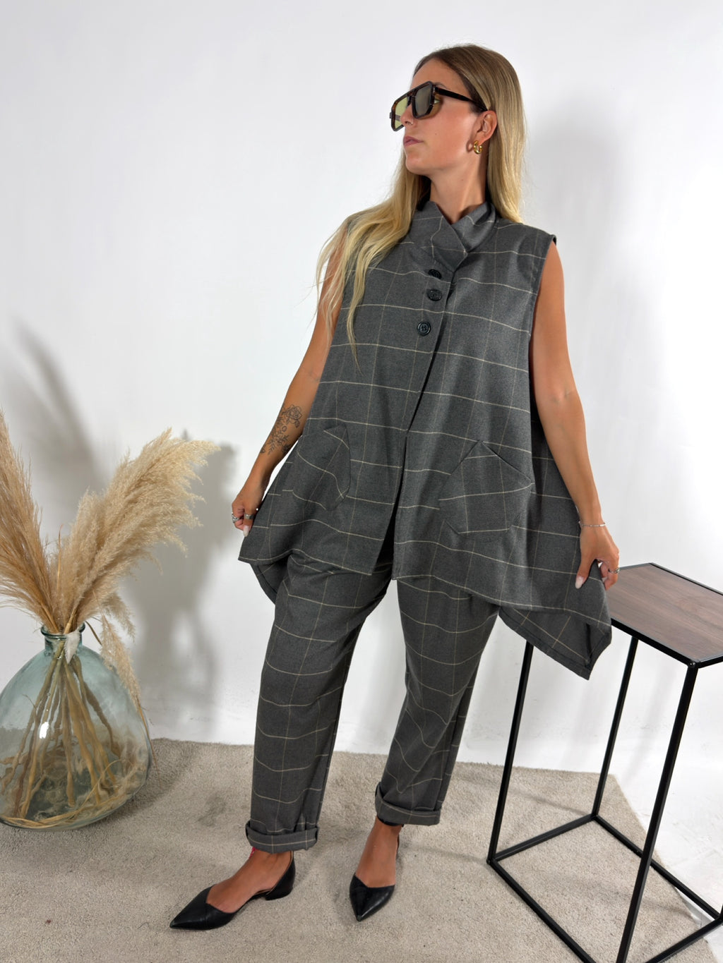 Pantalone Check Grigio Miranda