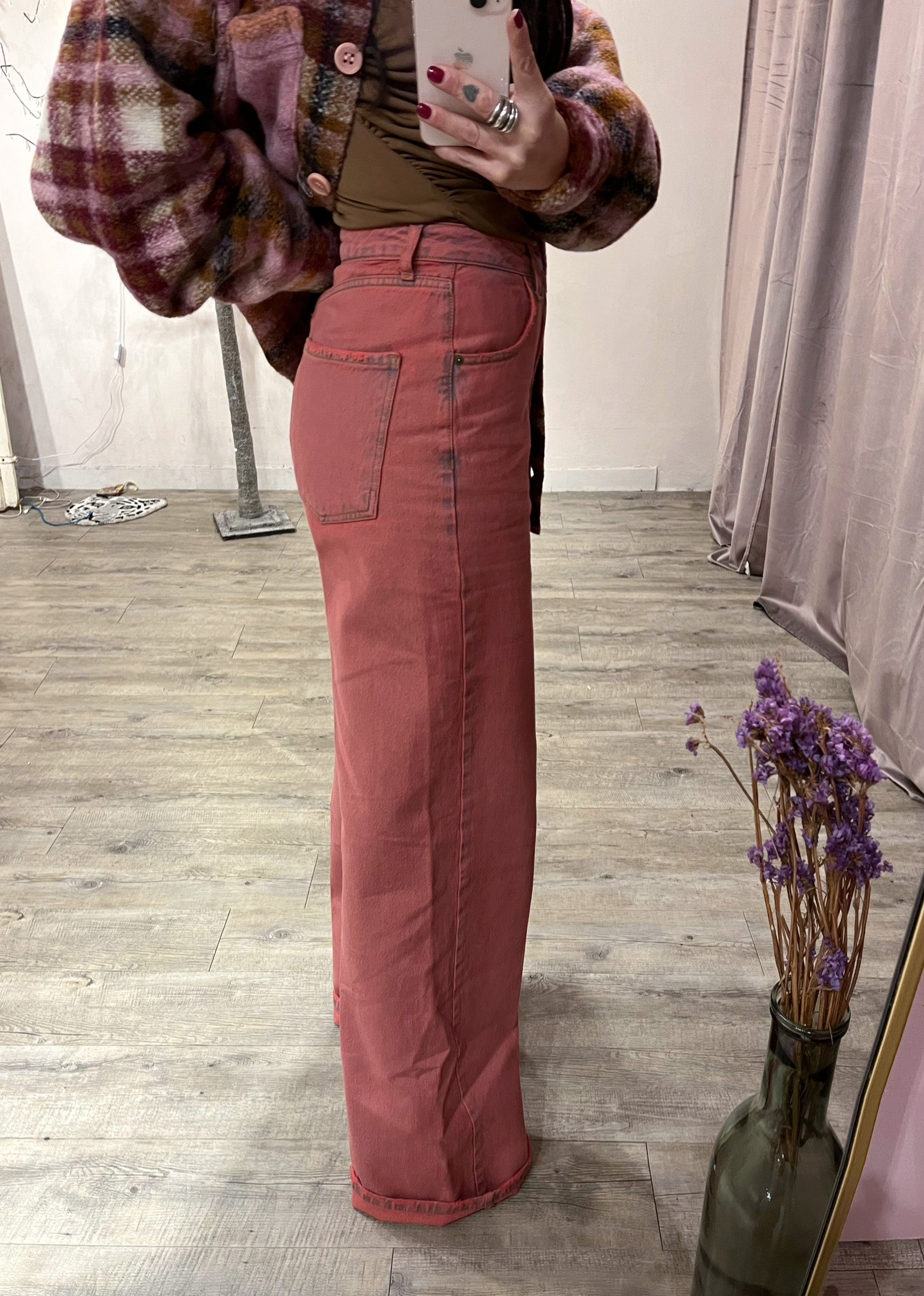 Jeans Straight Leg Delave’ Rosa Antico Kostumn1