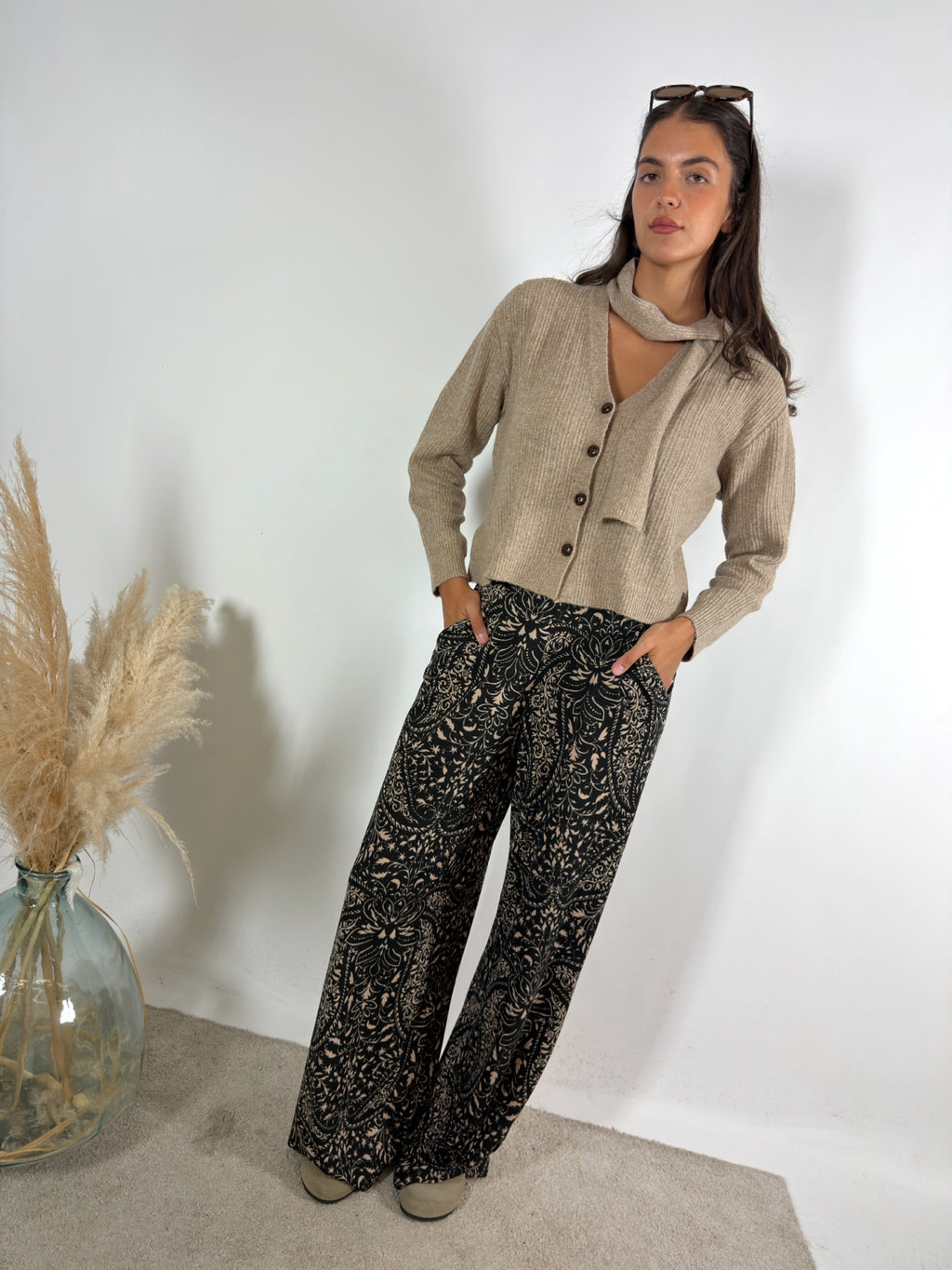 Cardigan Sciarpa Tortora Surkana