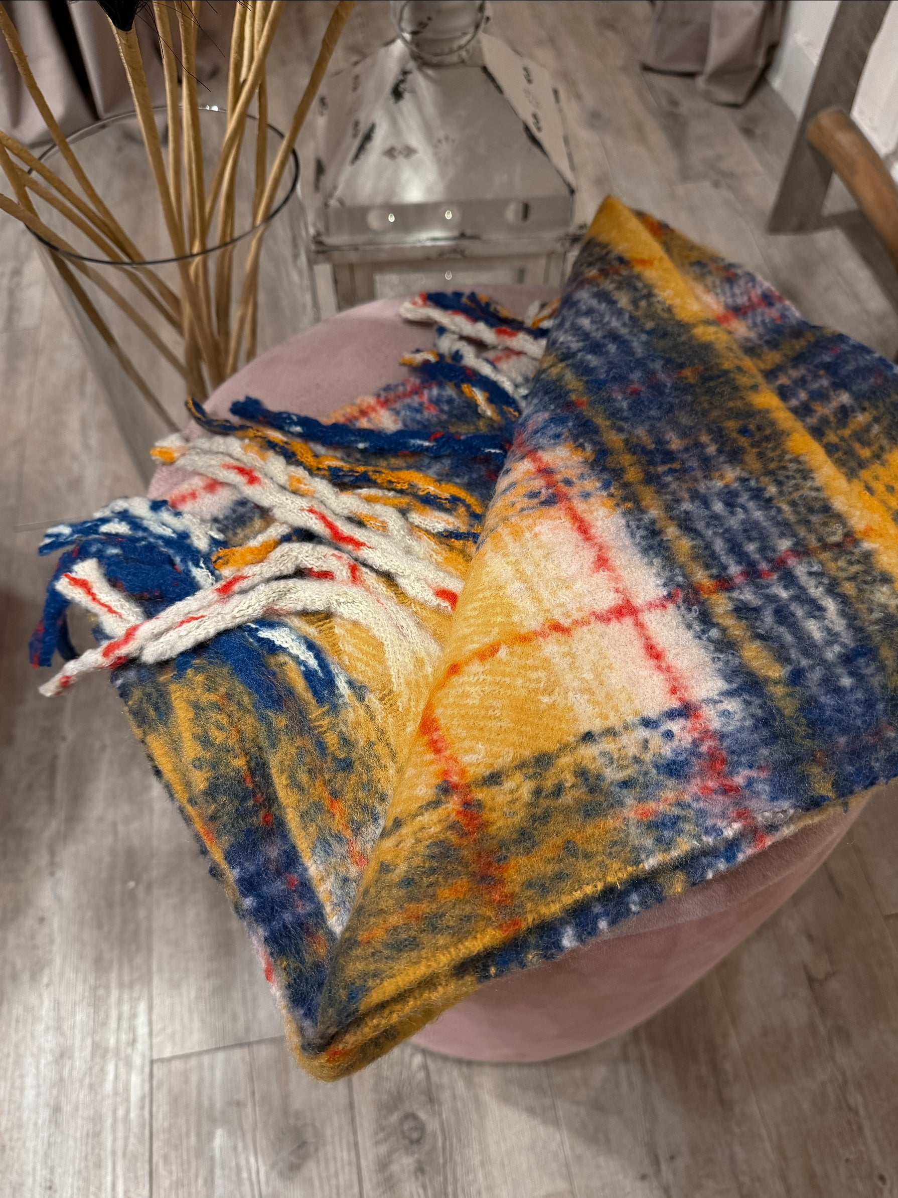Maxi Sciarpa Frange Tartan