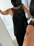 Maxi Canotta Viscosa Crochet Nero