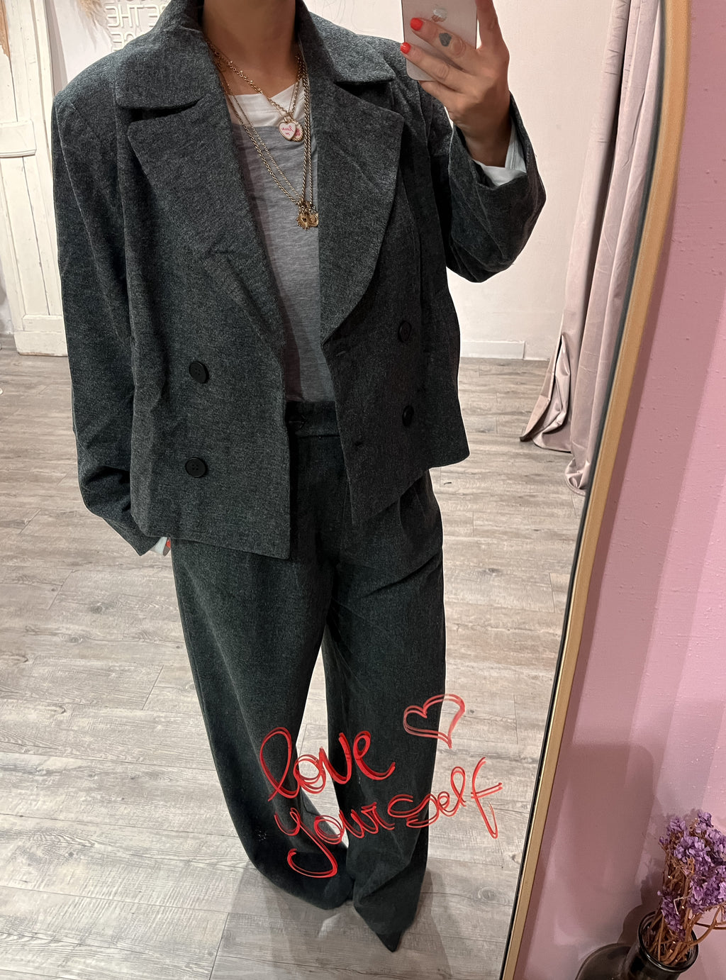 Pantalone Uomo Pinces Wool Antracite