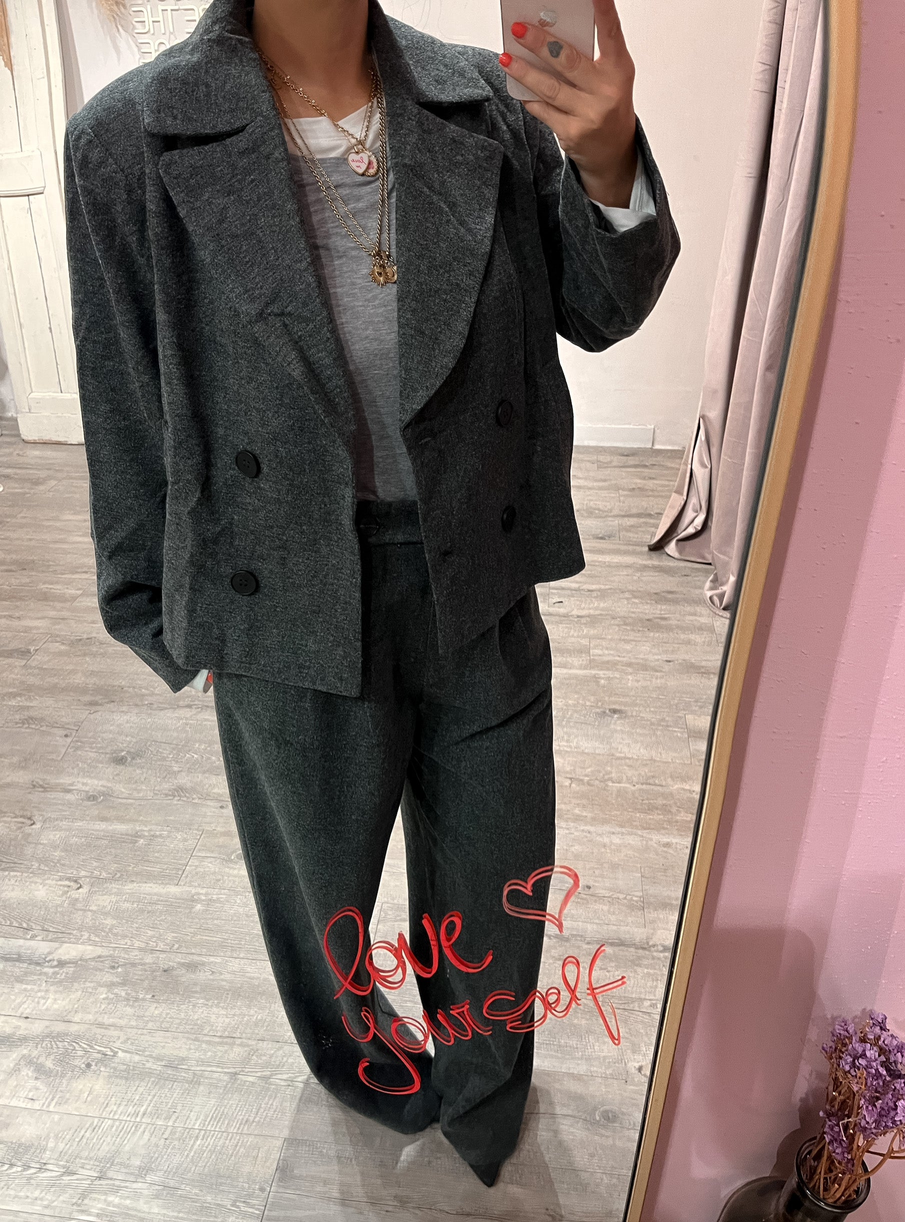 Pantalone Uomo Pinces Wool Antracite