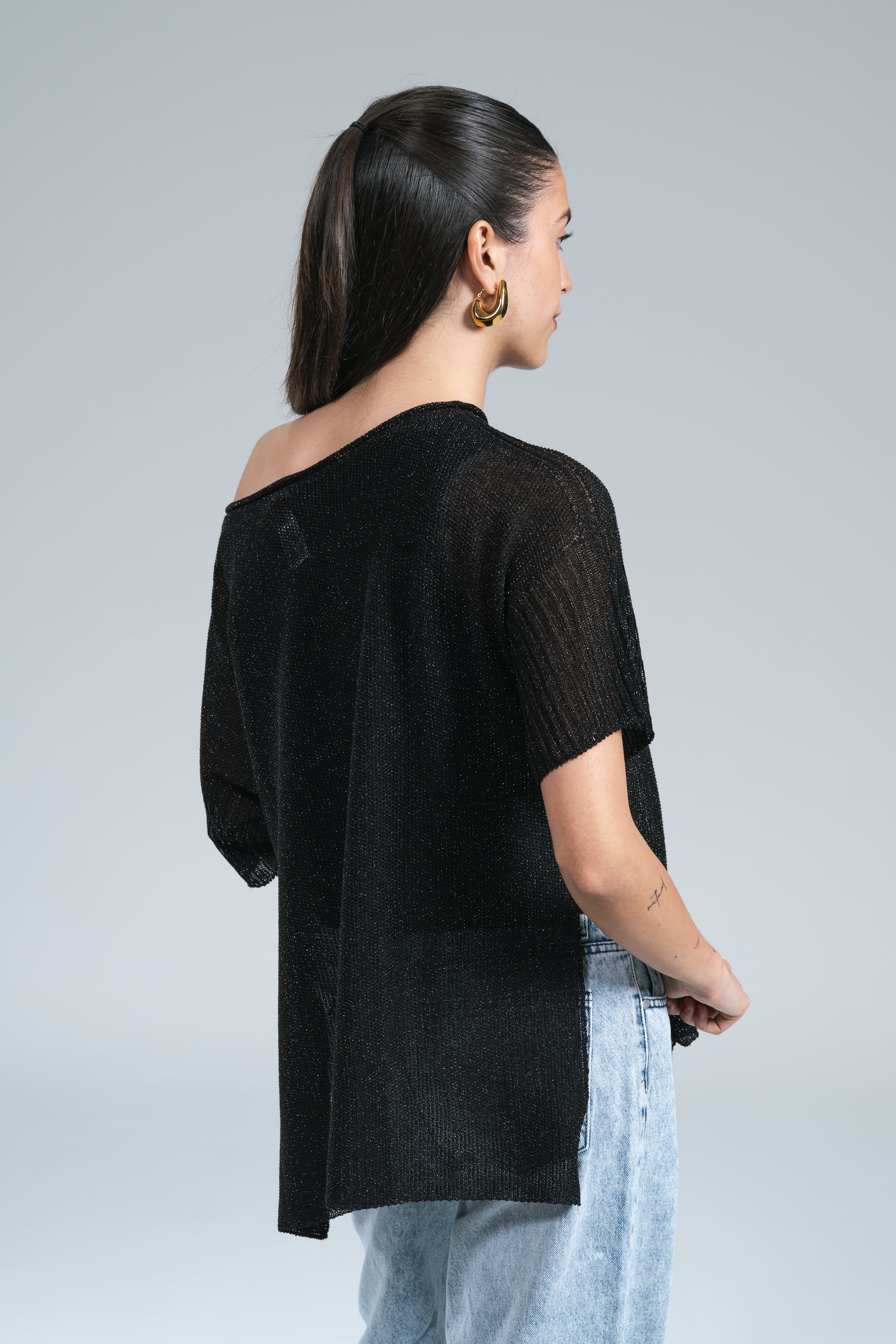 Maxi Maglia Scatola Lurex Kontatto Nero