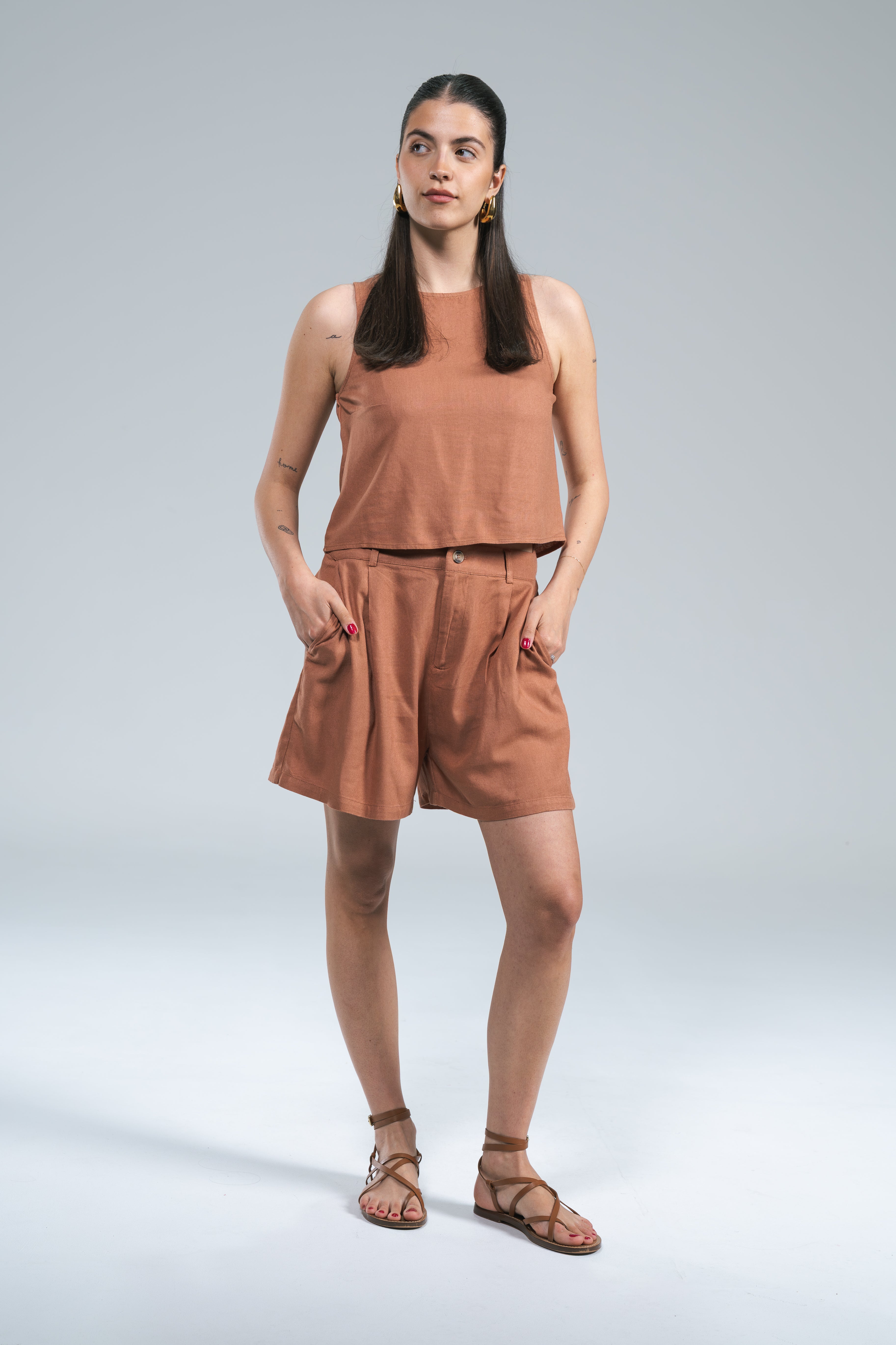 Top Canotta Linen 24Colours Coccio