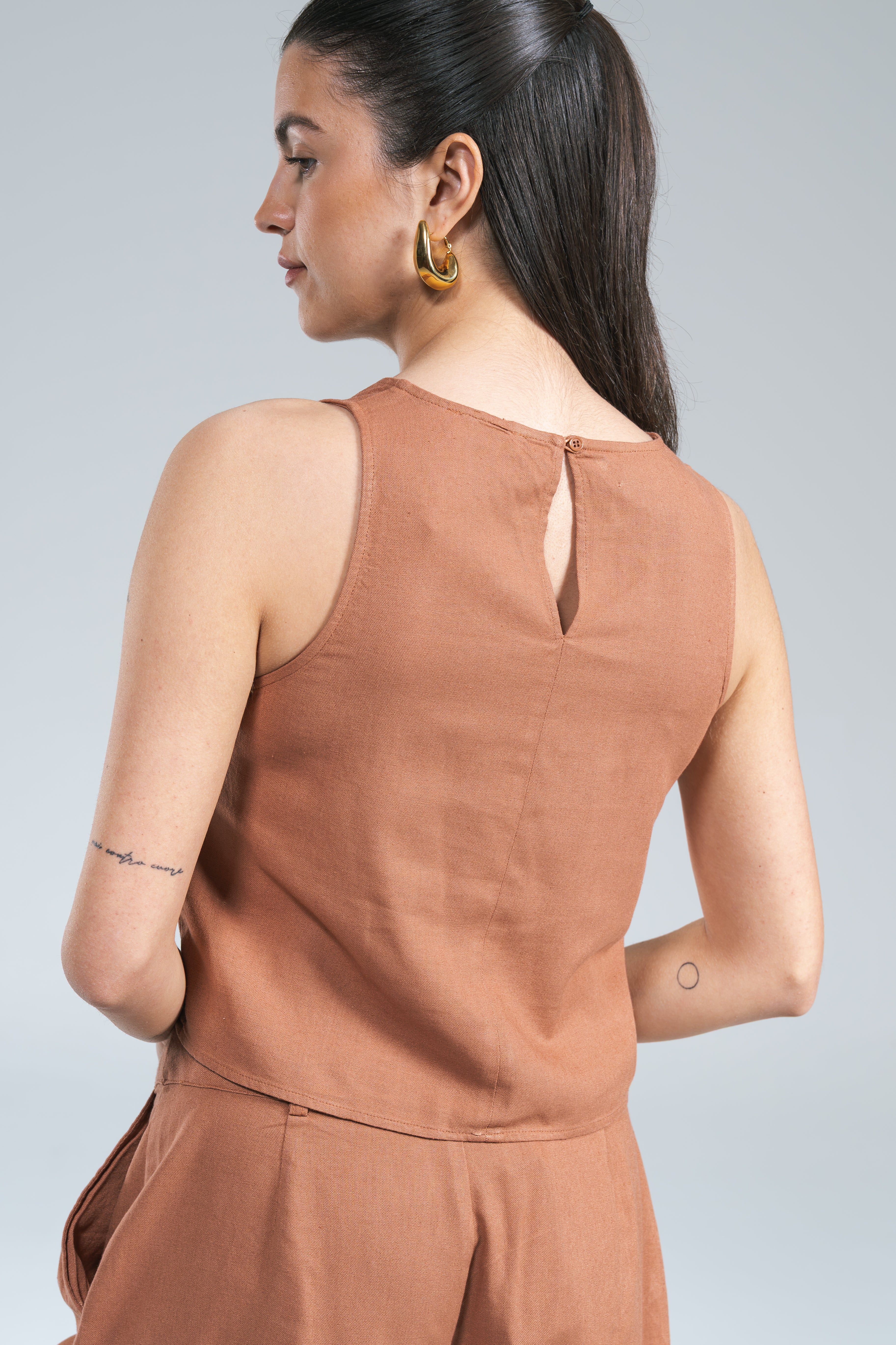 Top Canotta Linen 24Colours Coccio