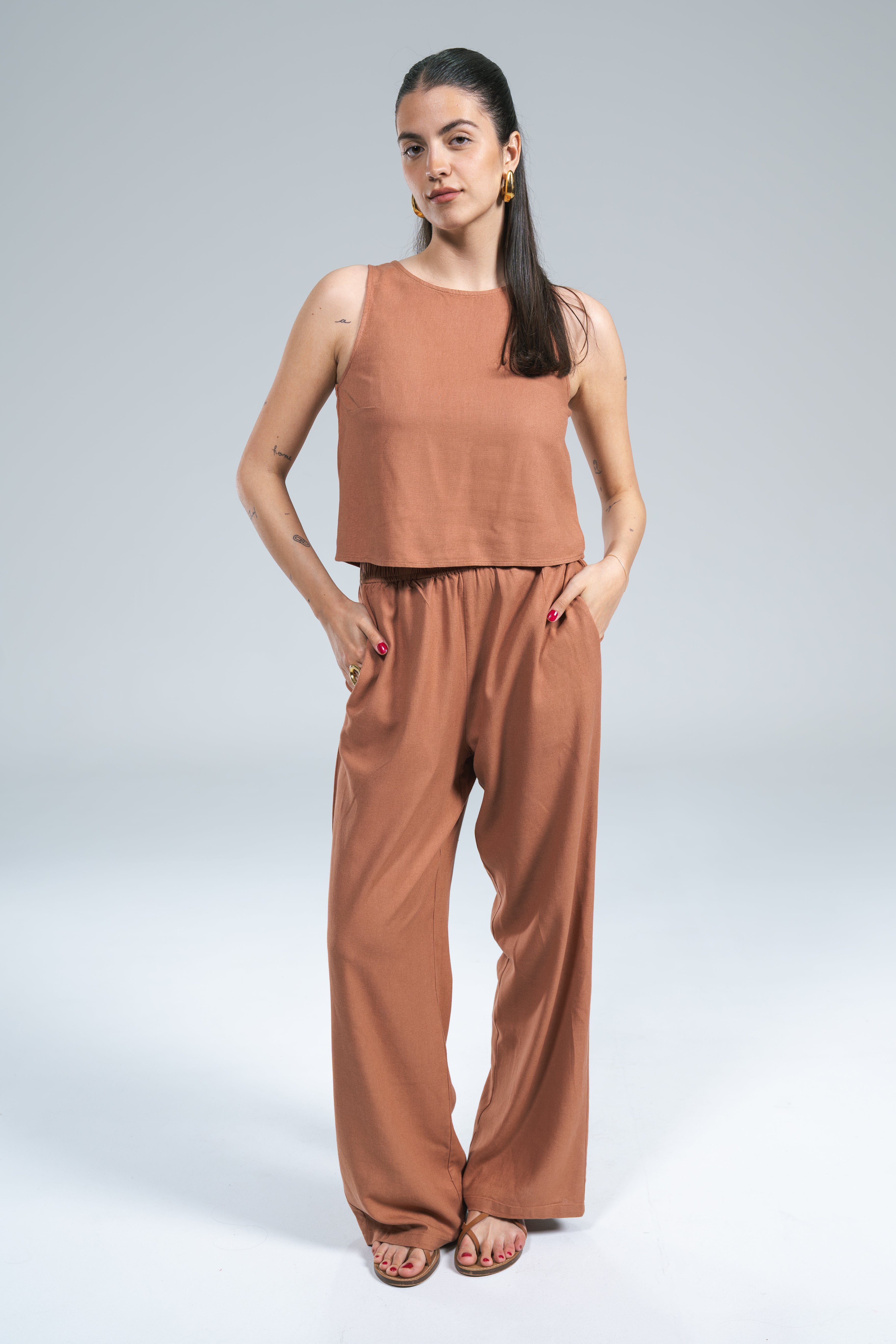 Top Canotta Linen 24Colours Coccio