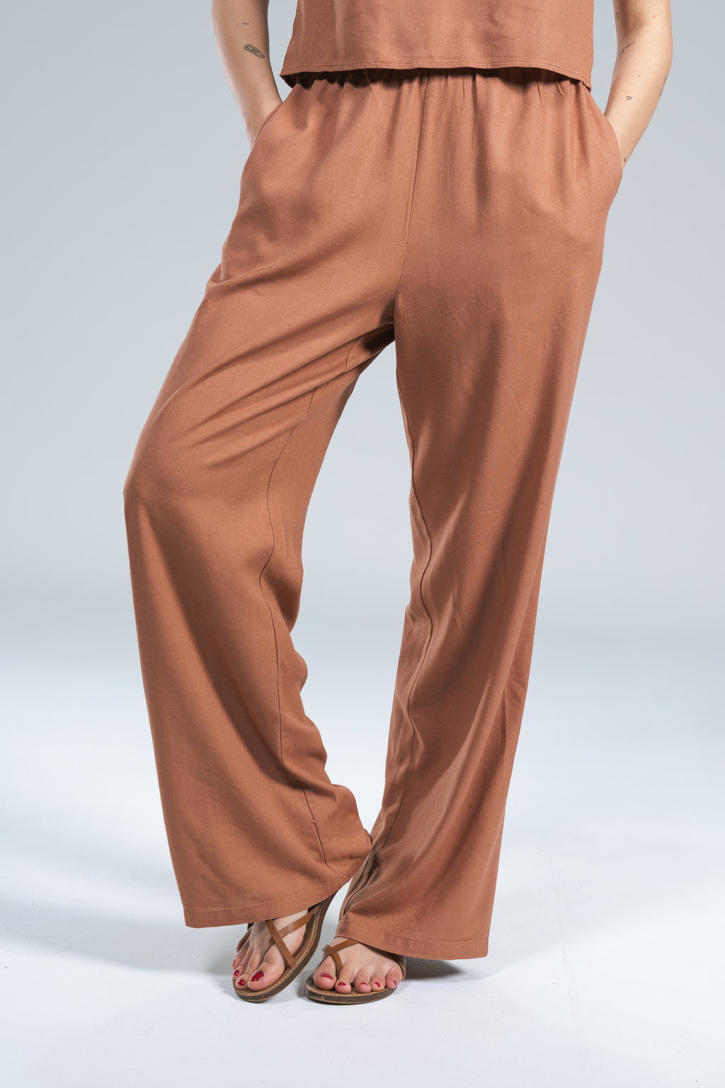 Pantalone Palazzo Linen 24Colours Coccio