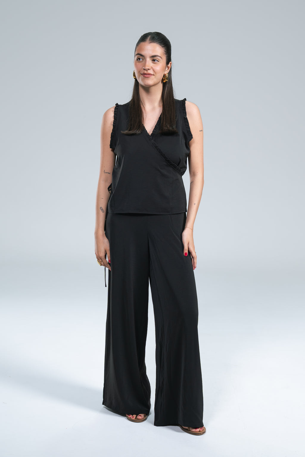 Pantalone Palazzo Fluido Nero Compania Fantastica
