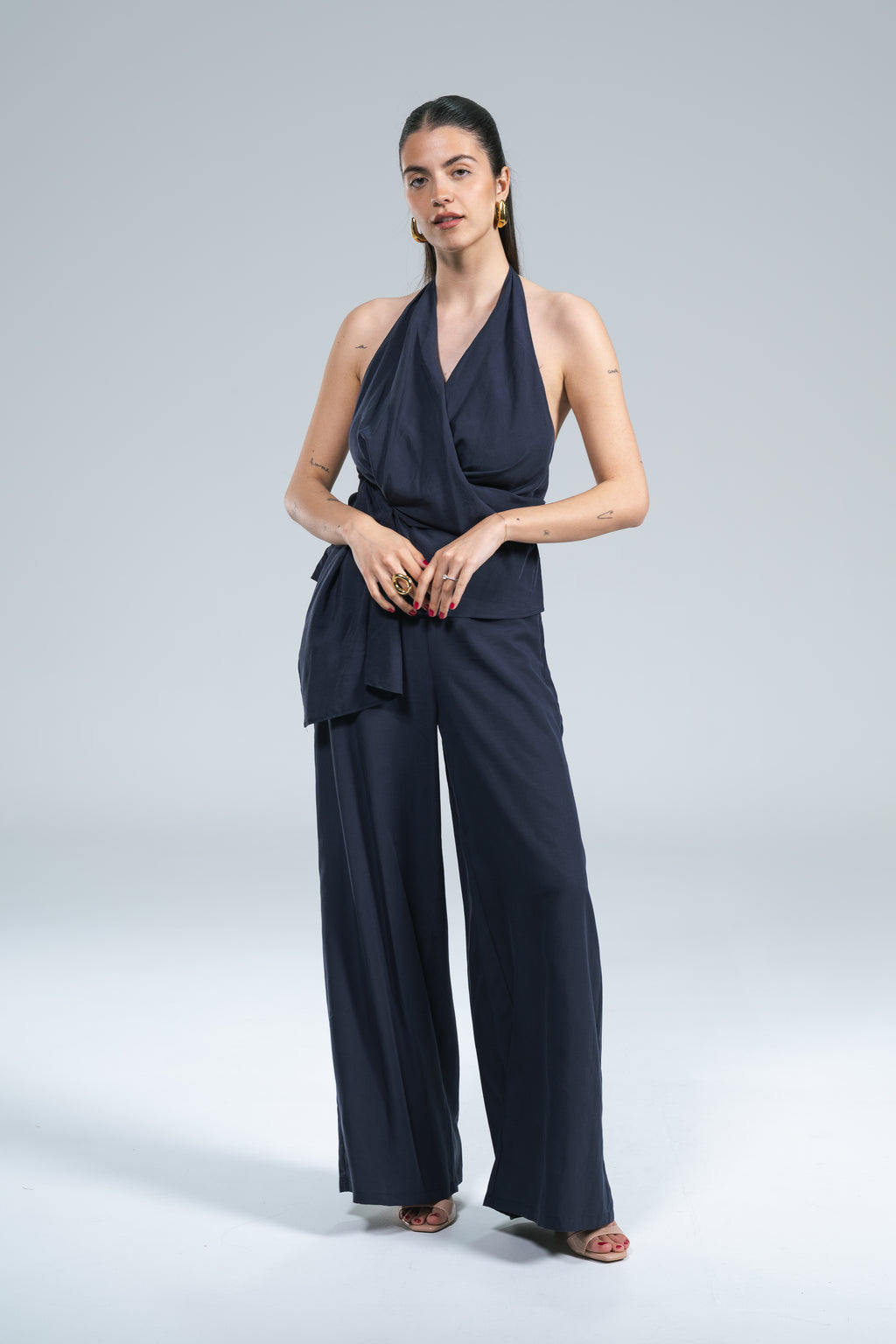 Top Schiena Nuda Seta Lavata Blu Wild Pony
