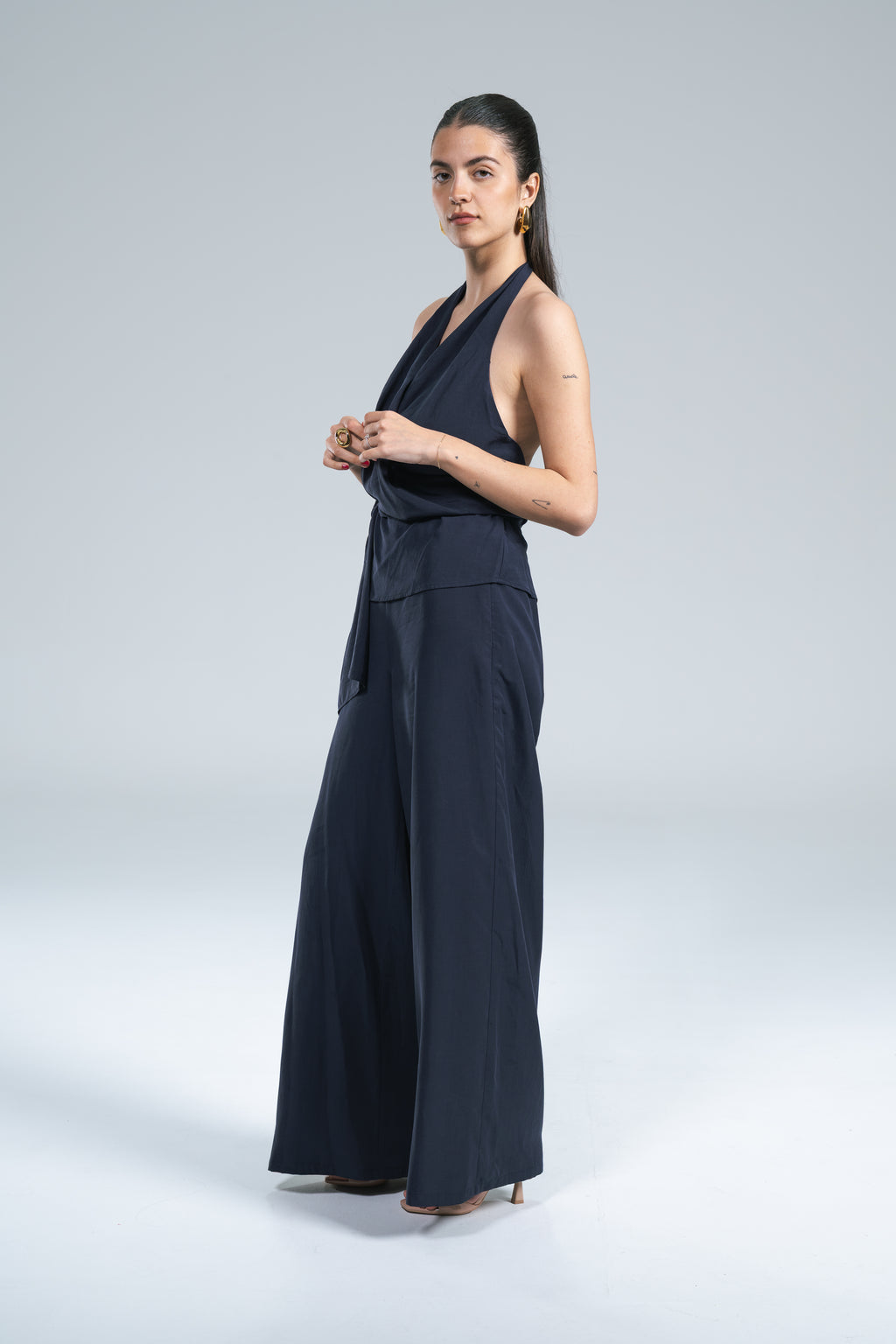 Top Schiena Nuda Seta Lavata Blu Wild Pony