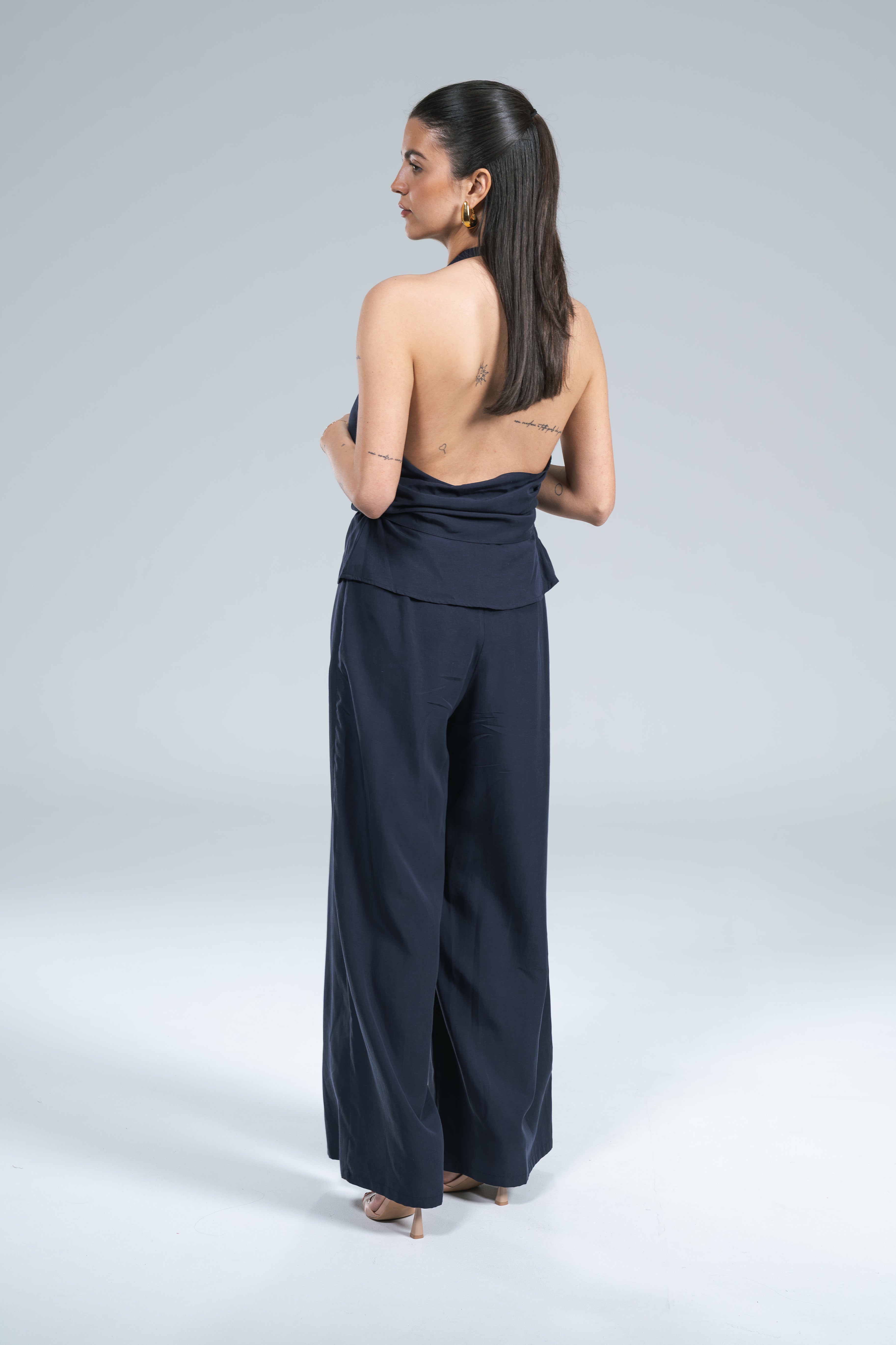 Pantalone Fluido Seta lavata Blu Wild Pony