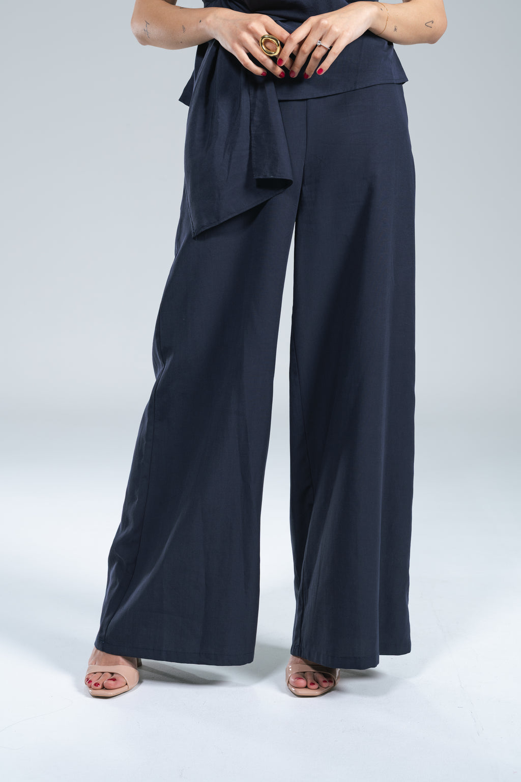 Pantalone Fluido Seta lavata Blu Wild Pony