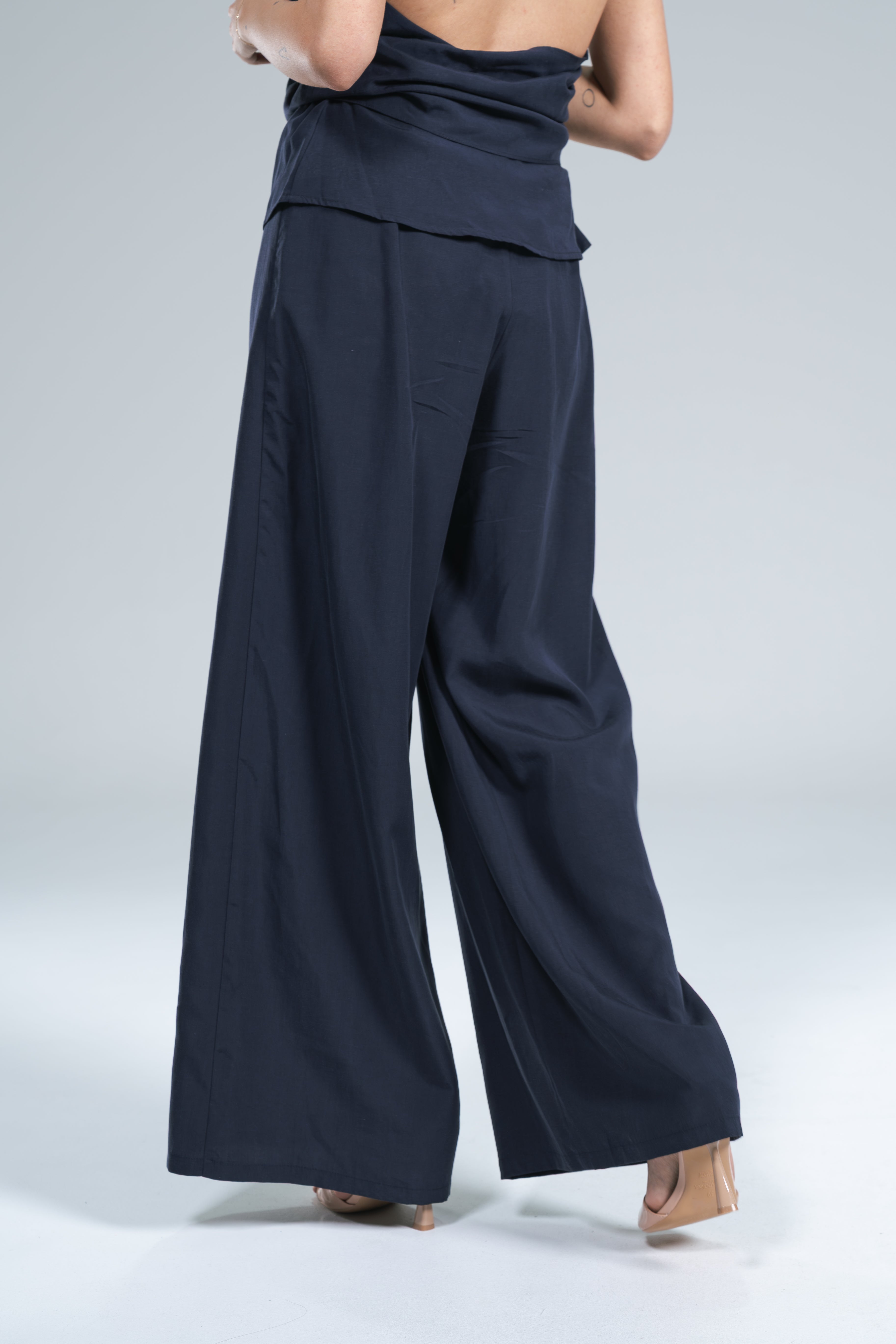 Pantalone Fluido Seta lavata Blu Wild Pony