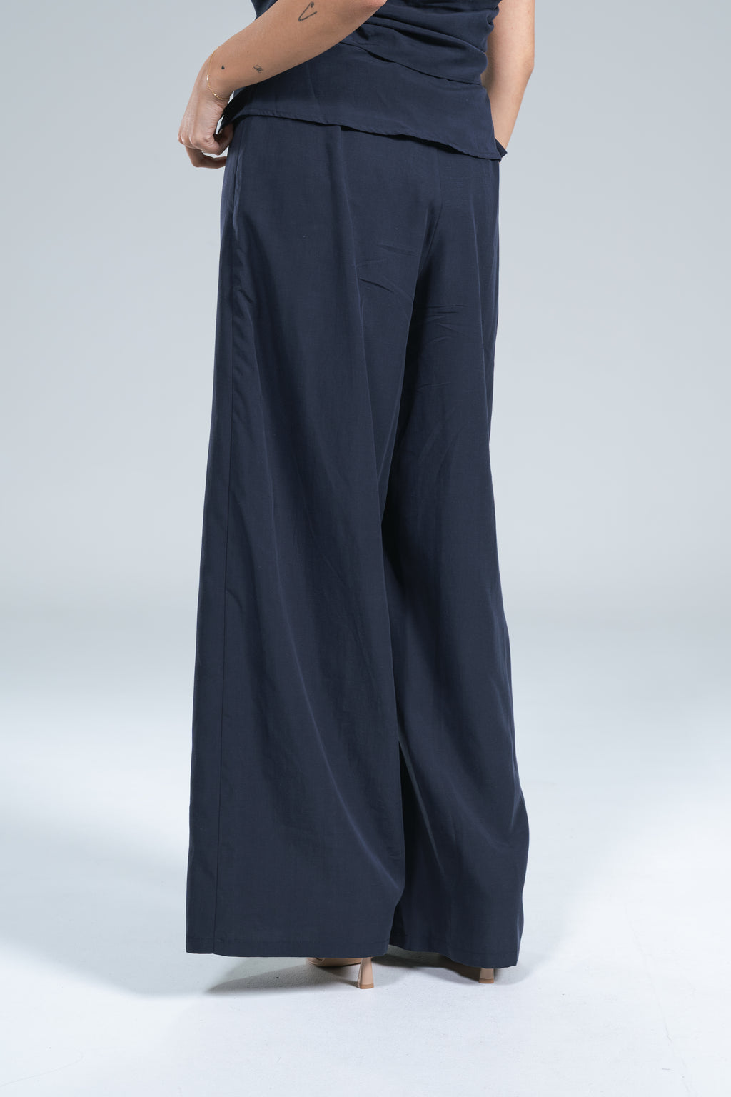 Pantalone Fluido Seta lavata Blu Wild Pony