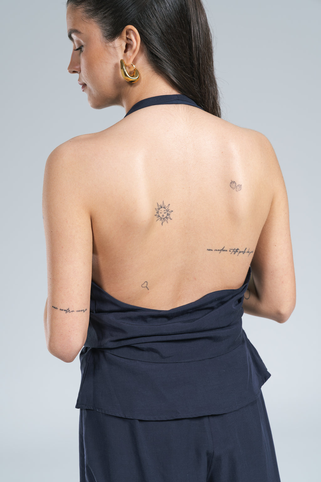 Top Schiena Nuda Seta Lavata Blu Wild Pony