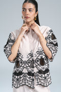 Maxi Camicia Viscosa Ricamo Nero Glamorous