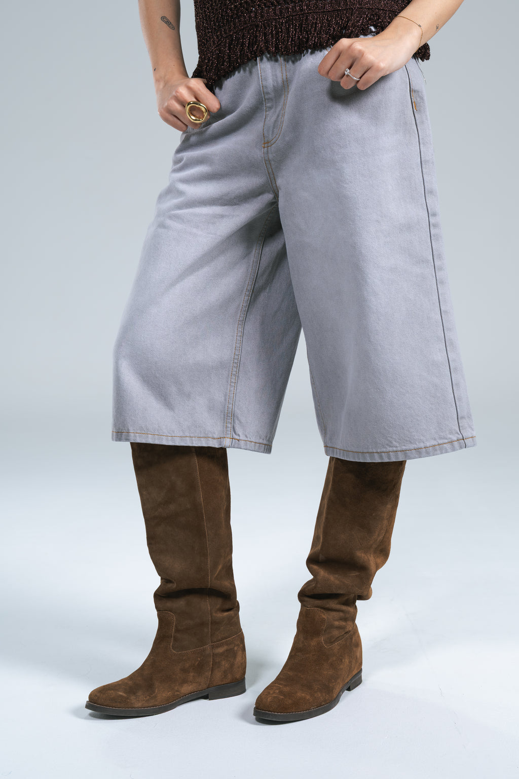 Bermuda Over Denim Delavè Grigio  24Colours